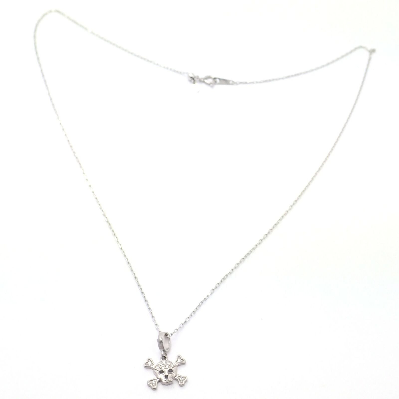 Authentic Loree Rodkin 18K White Gold Diamond Skull & Crossbones Pendant Necklace - Luxury Gothic Jewelry for Women, Perfect for Parties & Special Occasions