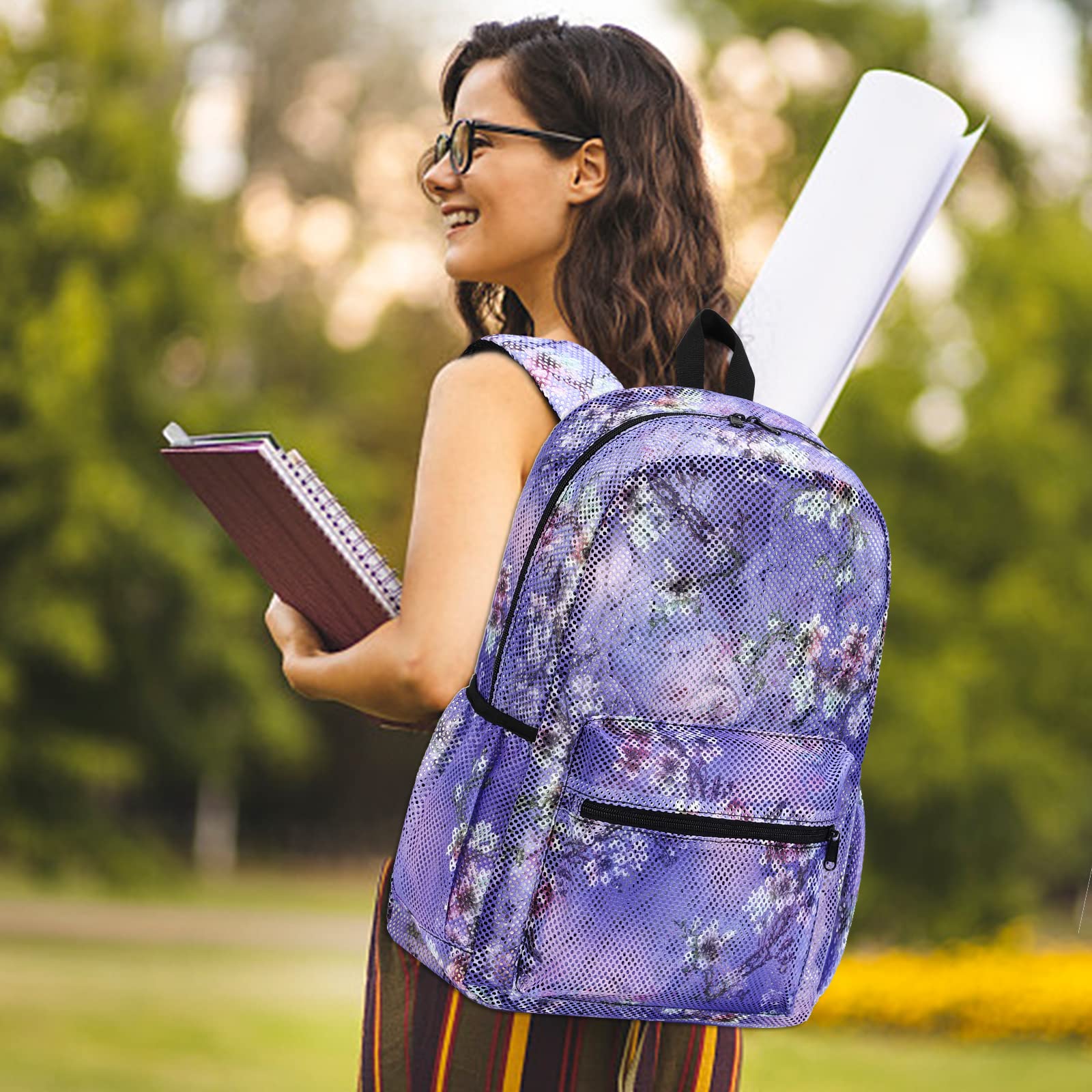 Bluboon Mesh Backpack for Girls - See-Through School & Beach Daypack for Kids