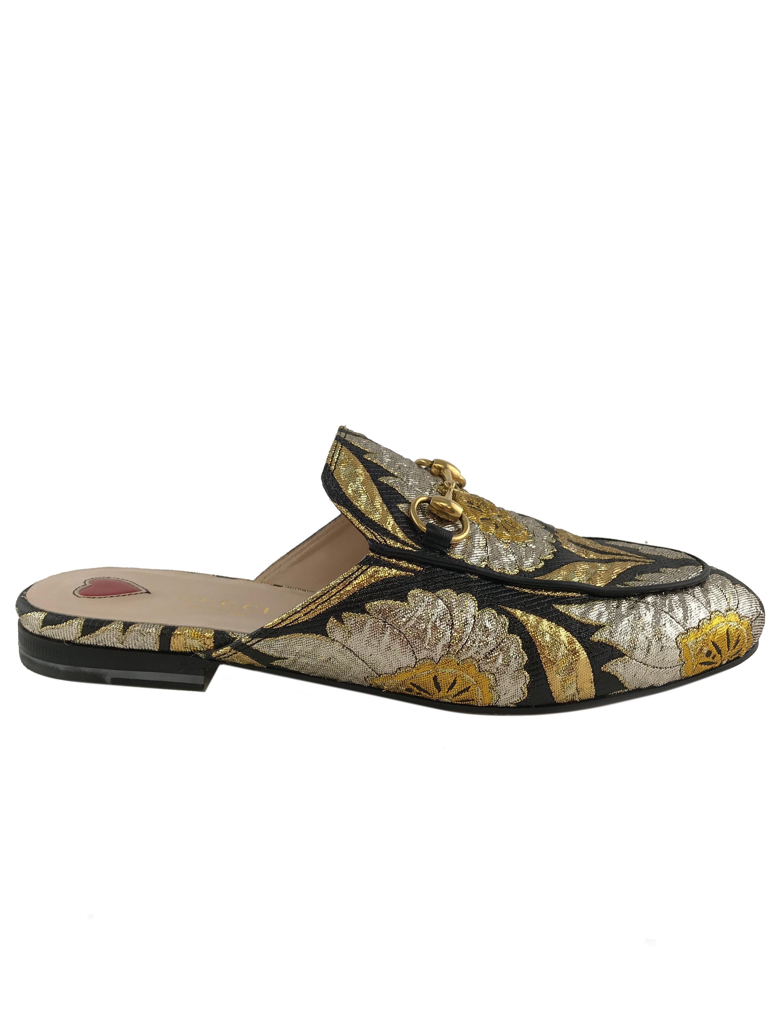 Gucci Princetown Floral Jacquard Horsebit Mules Women's Size 6.5 - Luxury Designer Slip-On Loafers for Casual Outings & Office Wear