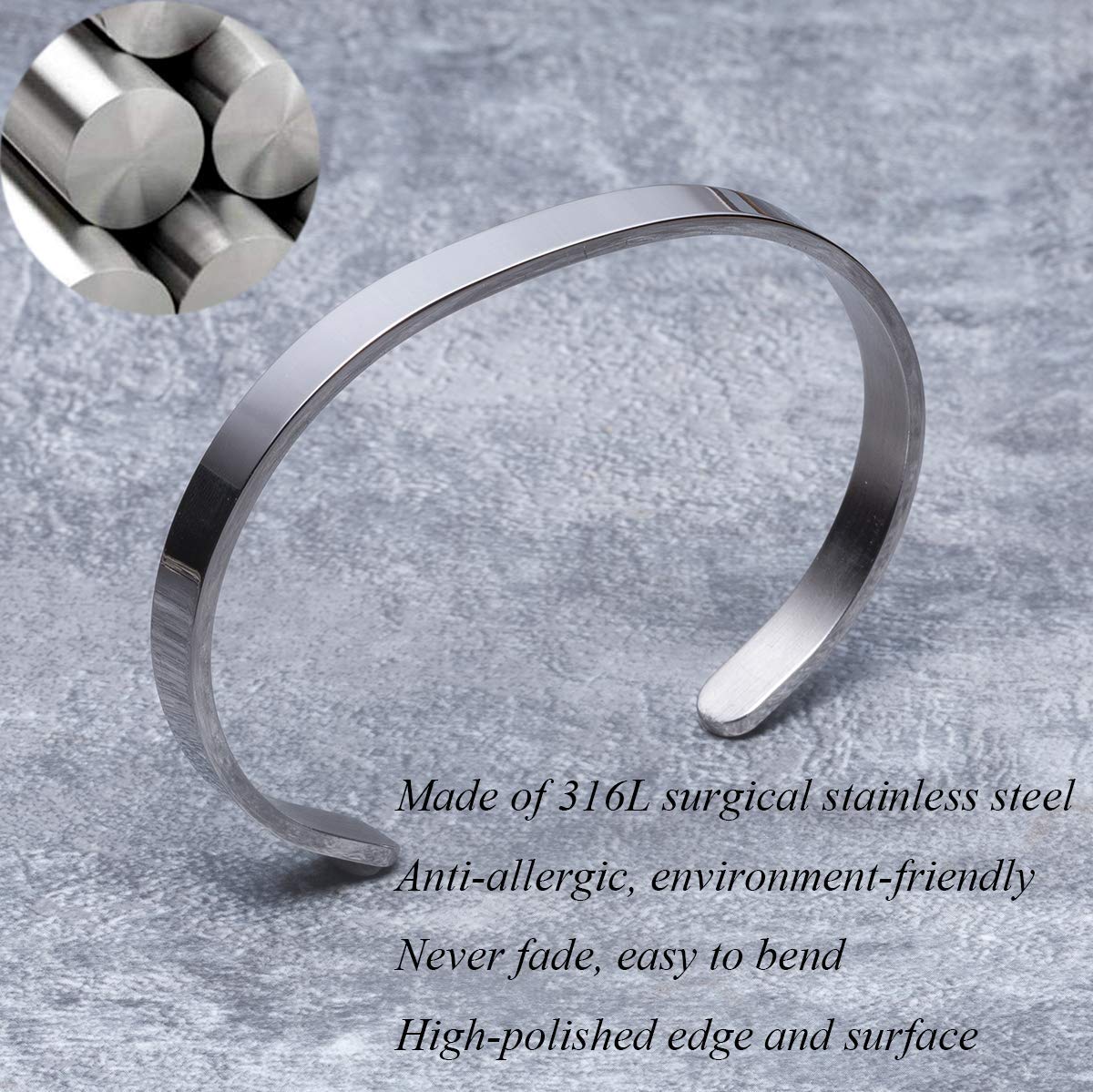 Inspirational Bracelets for Women - Best Friend Encouragement Gifts, Mantra Cuff Bangle for Daily Motivation, Yoga, and Meditation