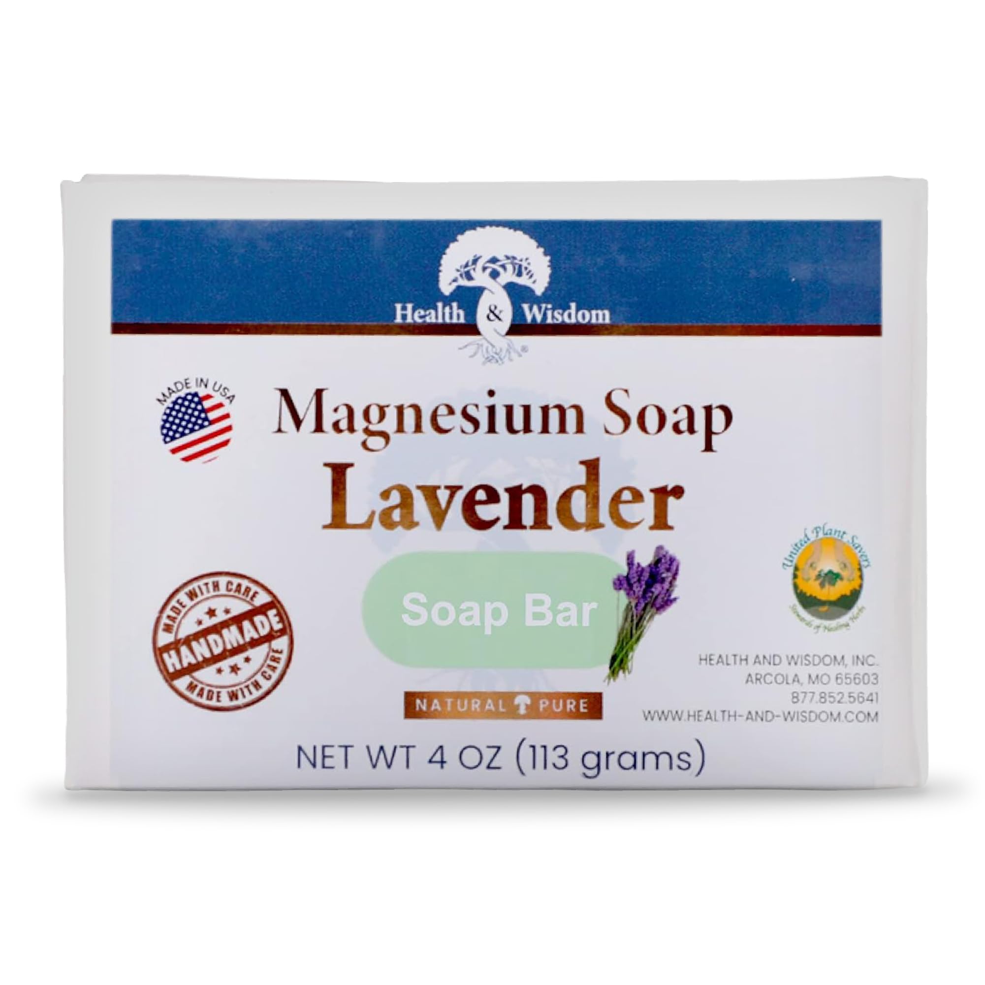 Health & Wisdom Magnesium Soap Bar - All Natural Lavender Body Wash with Magnesium Oil for Skin Care - Moisturizing Shower & Bath Soap (4oz) - Perfect for Relaxation, Muscle Recovery & Aromatherapy