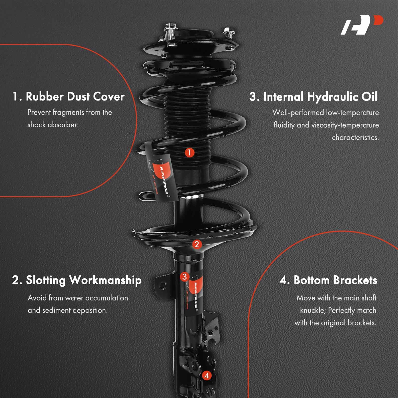 Premium Front Pair (2) Complete Strut & Coil Spring Assembly for Lexus RX330 2004-2006, RX350 2007-2009 & Toyota Highlander 2001-2007 - FWD Front Left & Right Replacement - Perfect for Smooth Ride & Suspension Repair