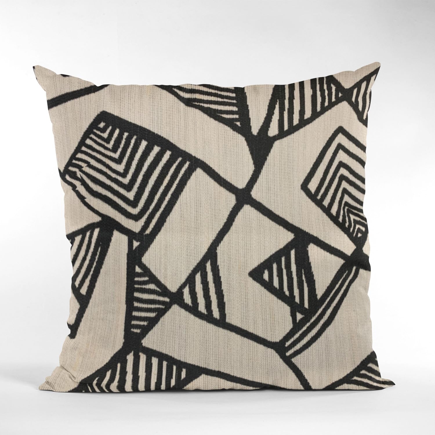 Luxury Geometric Throw Pillow 26x26 Inches - Black & Beige Double Sided Decorative Cushion for Sofa, Bed, Living Room - Modern Architecture Inspired Home Decor