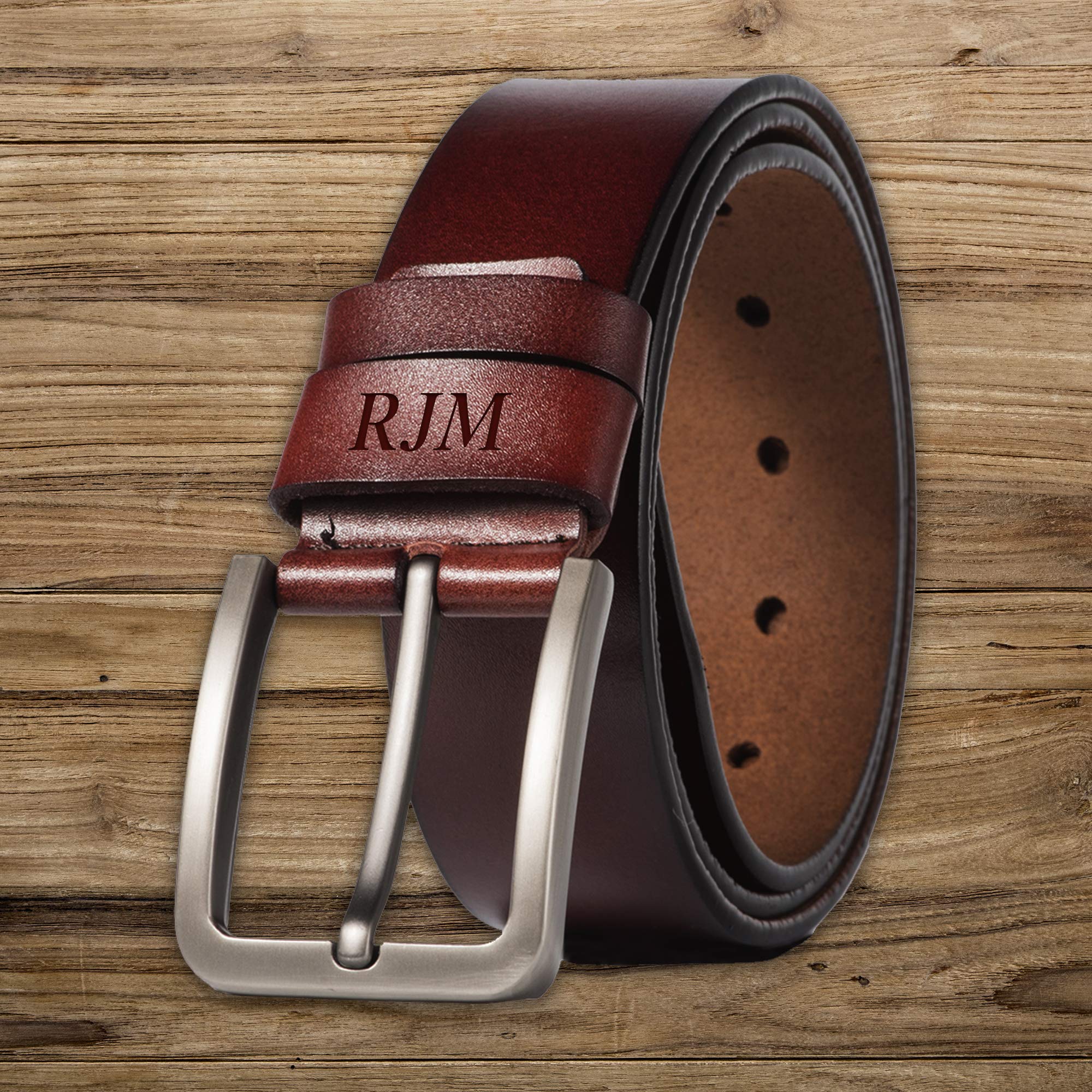 Custom Engraved Genuine Leather Belts for Men - Personalized Gifts for Him - Perfect for Father's Day, Birthday & Anniversary Presents - LB49
