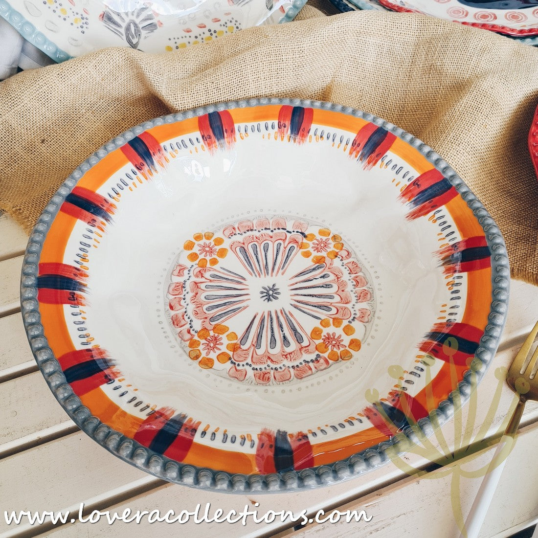 Afrocentric Orange Dinnerware Set - Elegant Ceramic Plates & Bowls for African-Themed Dining - Perfect for Family Dinners, Cultural Events & Restaurant Decor