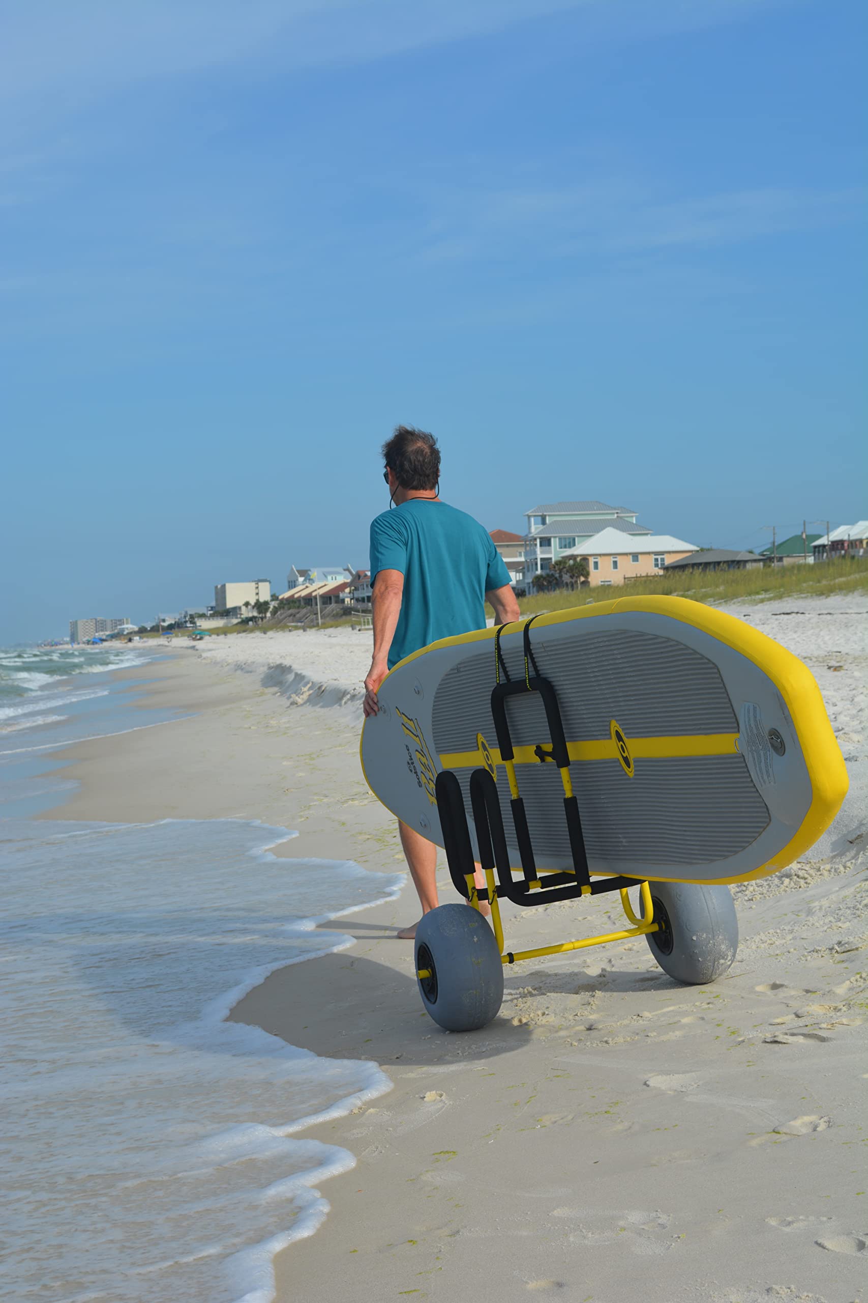 Suspenz Double-Up SUP Beach Cart with Balloon Wheels - Heavy Duty Sand Trolley for 2 Stand Up Paddle Boards & Surfboards (Model 22-9944) - Perfect for Beach, Lake, and Water Sports Gear Transport