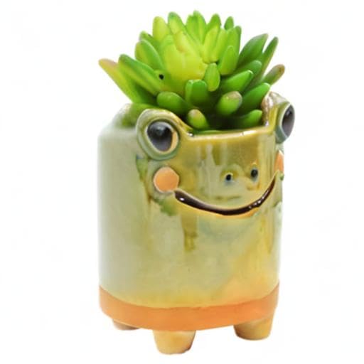 Ceramic Frog Pencil Holder - Cute Desk Organizer for Office & School Supplies, Decorative Succulent Planter Pot - Perfect Gift for Women, Mom, Birthday | Great for Home Office Decor, Teacher Appreciation & Desk Accessories