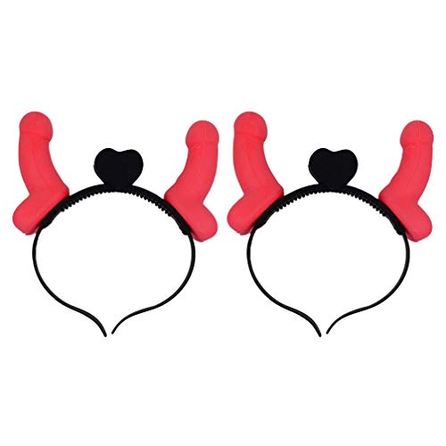 Amosfun 2-Pack Glowing Devil Horn & Heart Headbands - LED Hair Accessories for Bachelorette Parties, Bridal Showers & Halloween Costumes - Fun Party Favors for Women & Girls