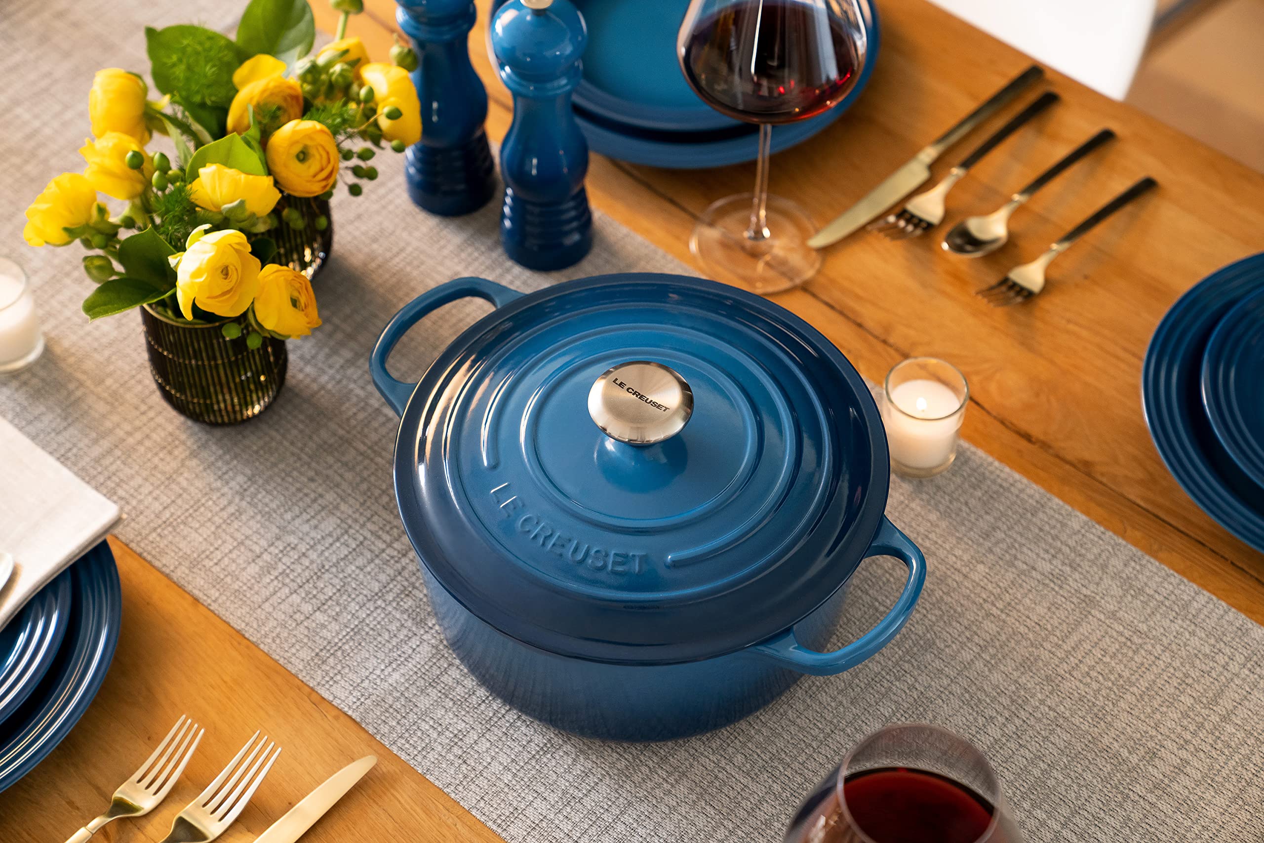Le Creuset Enameled Cast Iron Signature Round Dutch Oven 2 Quart – Classic Marseille Blue – Perfect for Soups, Stews & Baking – Durable Kitchen Essential for Home Chefs