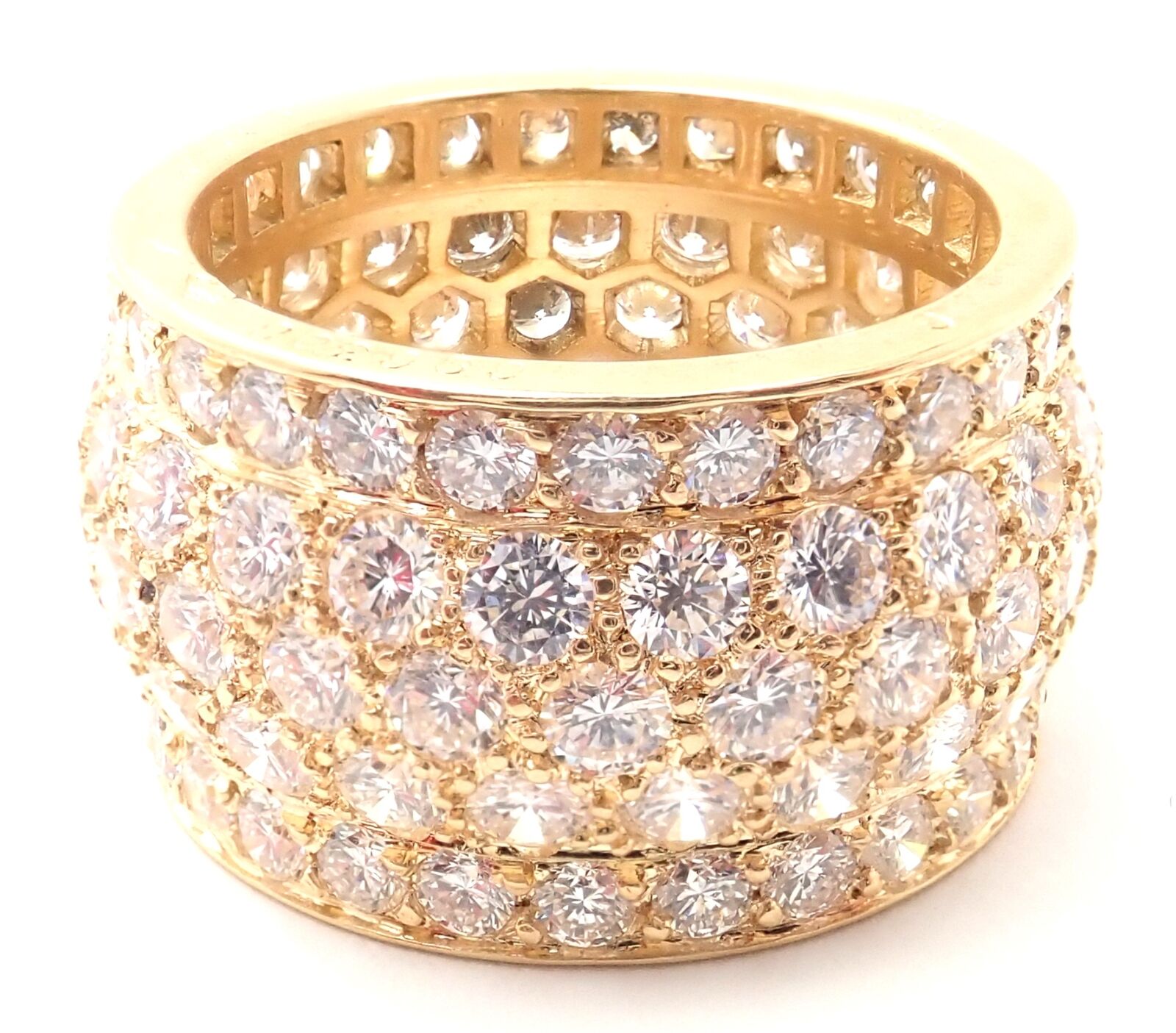 Authentic Cartier Nigeria 18k Yellow Gold Diamond Wide Band Ring Size 53 - Luxury Wedding Band & Anniversary Gift for Her