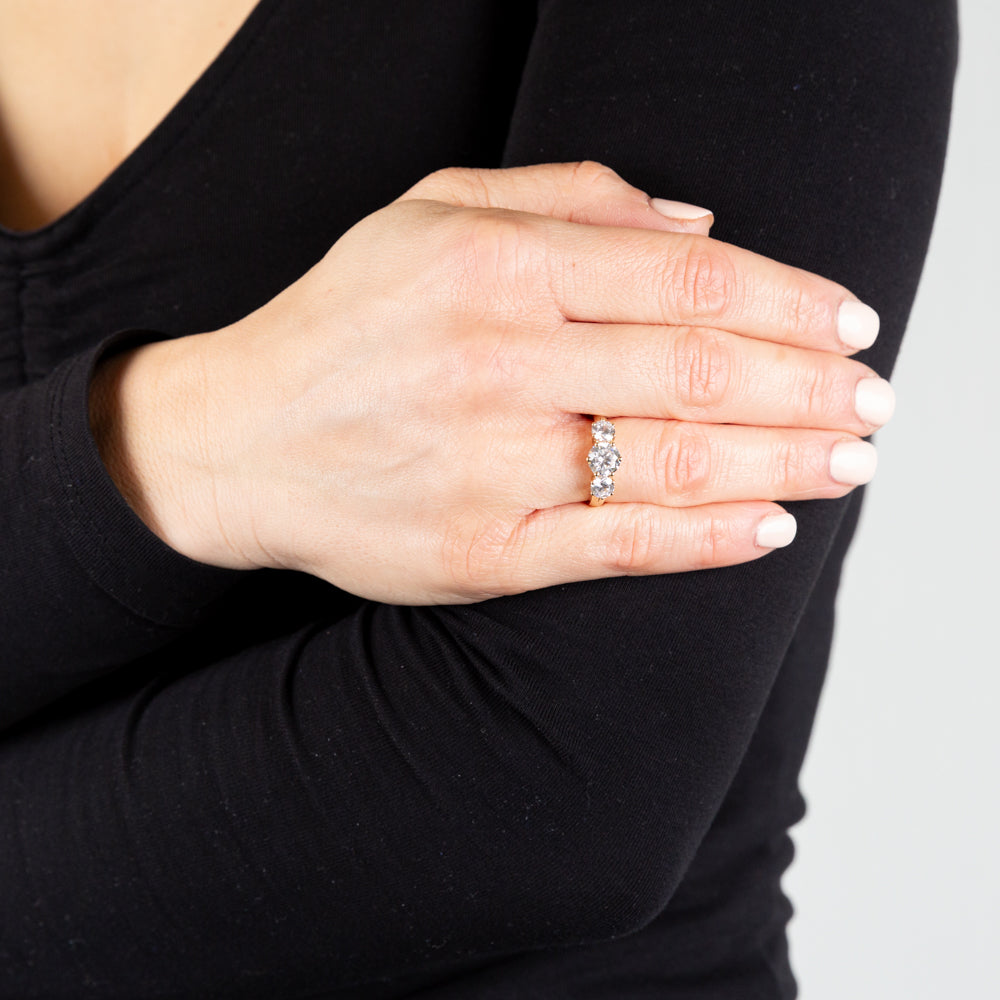 9ct Yellow Gold Cubic Zirconia Trio Ring - Elegant Stackable Jewelry for Women, Perfect for Weddings, Anniversaries & Everyday Wear
