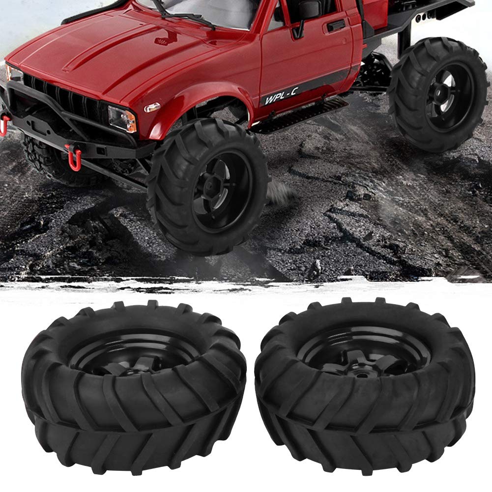 Dilwe 82mm RC Car Wheels and Tires Set of 2 - Upgrade Parts for 1/16 Scale RC Racing Cars & Trucks - Perfect for Off-Road Racing, Drifting and Model Car Enthusiasts