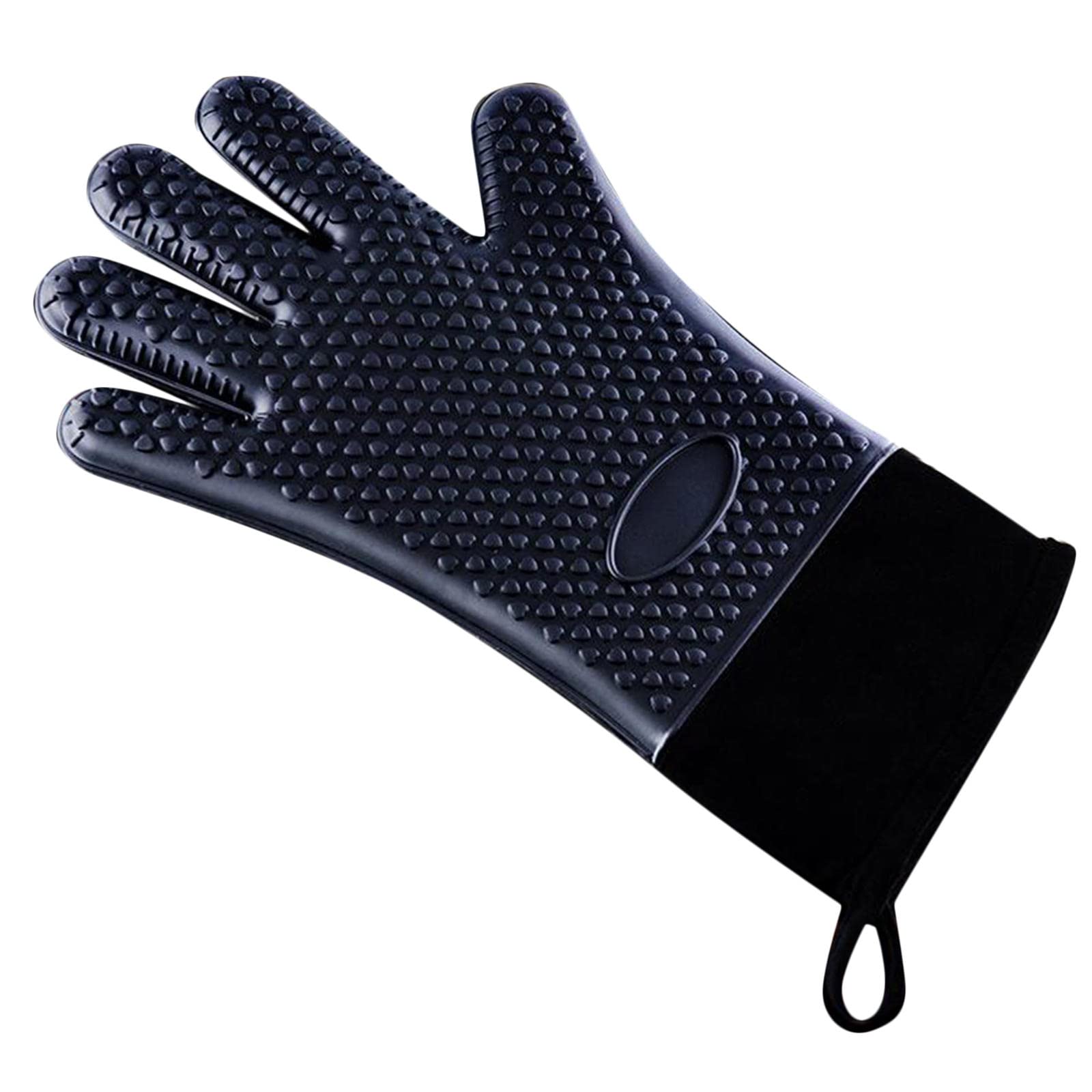 Baoblaze Heat Resistant BBQ Gloves - Food Grade Silicone Oven Mitts for Grilling, Baking & Cooking - Non-Slip Hot Gloves for Kitchen, Camping & Outdoor Use (Black)