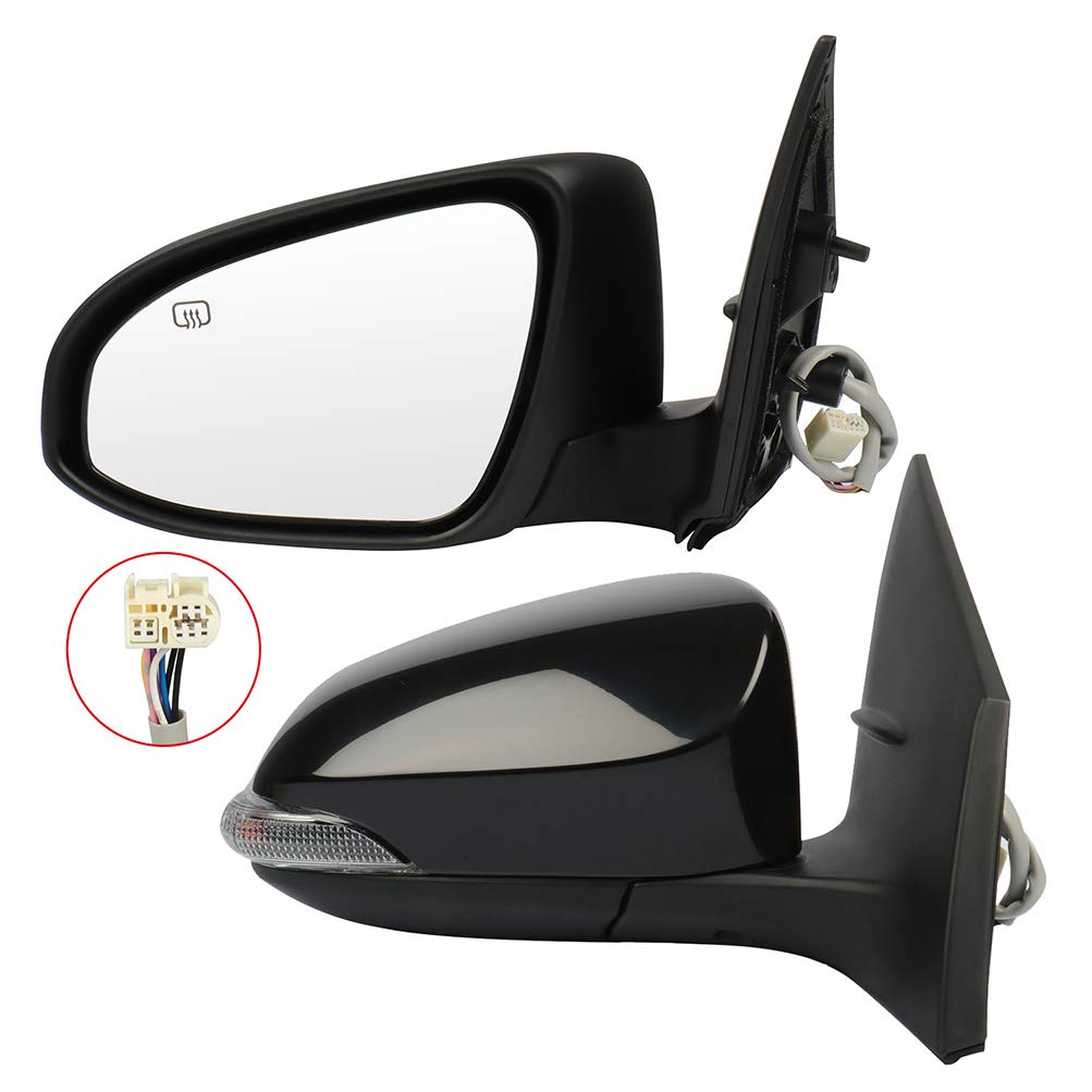 CCiyu Power Heated Side Mirrors with Turn Signal & Manual Folding - Compatible with 2014 Toyota Corolla - Perfect for Winter Driving & Enhanced Safety