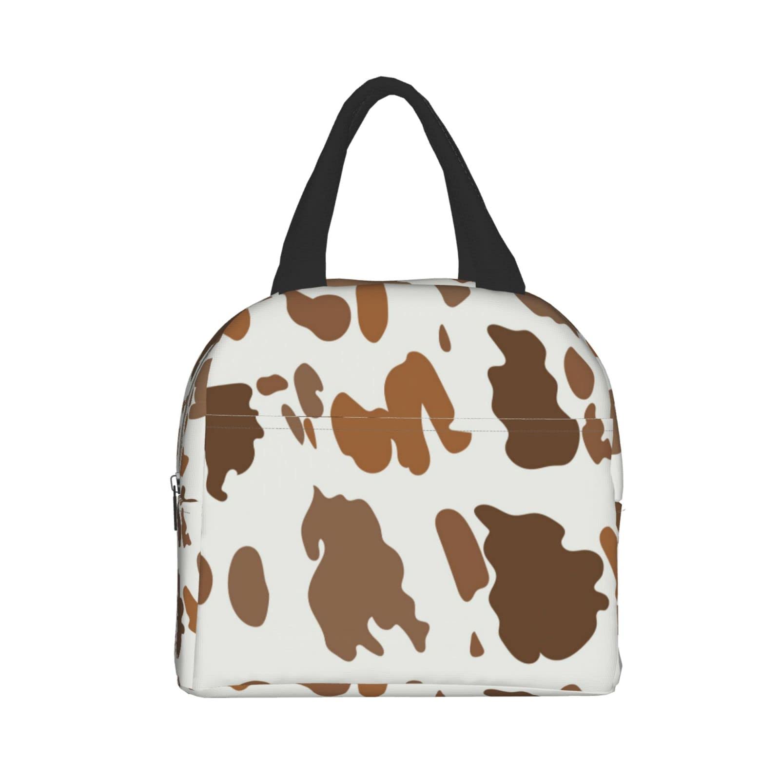 Insulated Lunch Box with Brown Cow Pattern - Reusable & Portable Meal Container for Men & Women - Perfect for Work, Travel, Picnic & Outdoor Activities