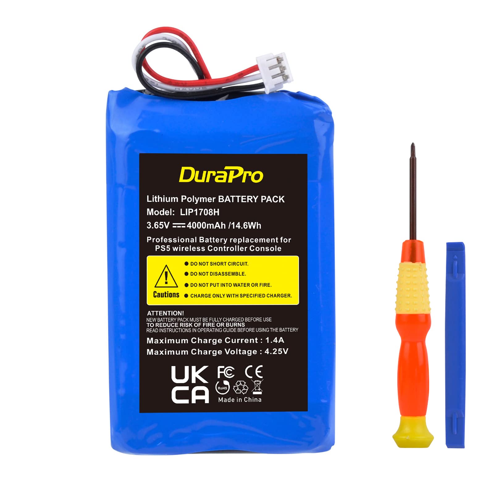 DuraPro LIP1078 4000mAh Replacement Battery for Sony PS5 Playstation 5 DualSense Wireless Controller - Long Lasting Gaming Power for Extended Play Sessions