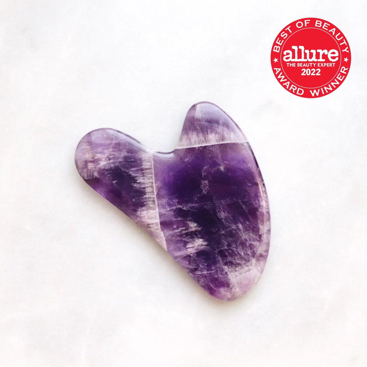 Natural Amethyst Gua Sha Facial Lifting Tool for Face Massage & Skin Care - Reduce Wrinkles & Improve Circulation | Perfect for Home Spa & Self-Care Routine