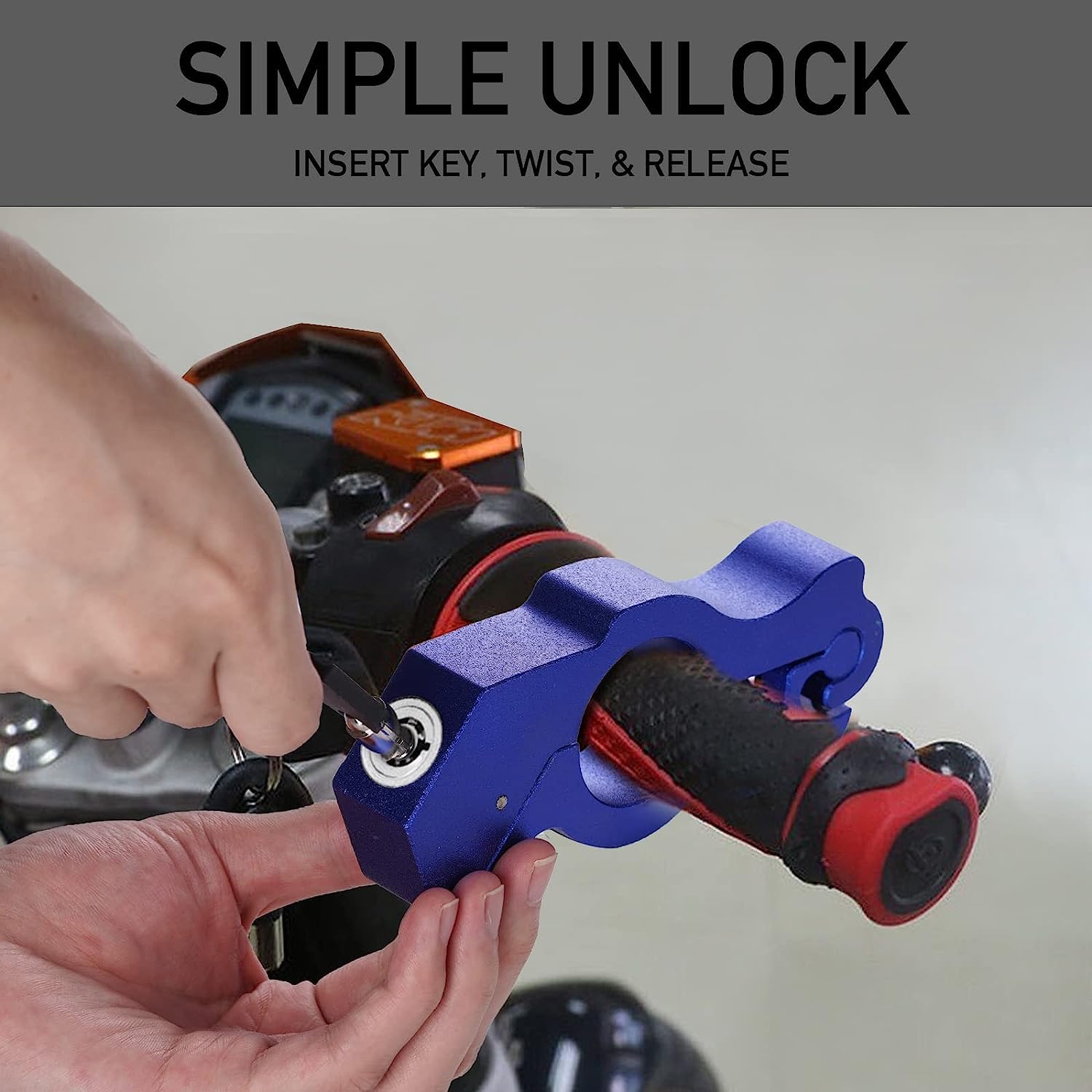Heavy Duty Motorcycle Brake Lock - Anti-Theft Handlebar Security Lock for Dirt Bikes, Mopeds, Scooters & ATVs | Durable Bike Accessories for Outdoor Parking & Theft Protection