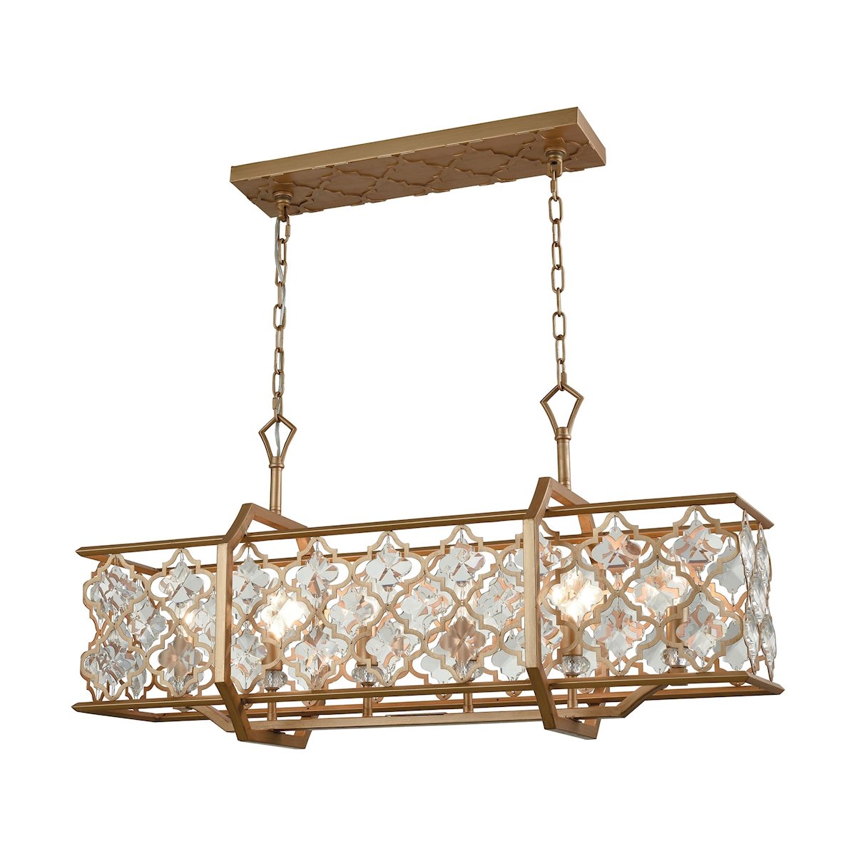 Armand 6-Light Matte Gold Chandelier with Clear Crystals - Elegant Dining Room & Living Room Lighting Fixture for Home Decor