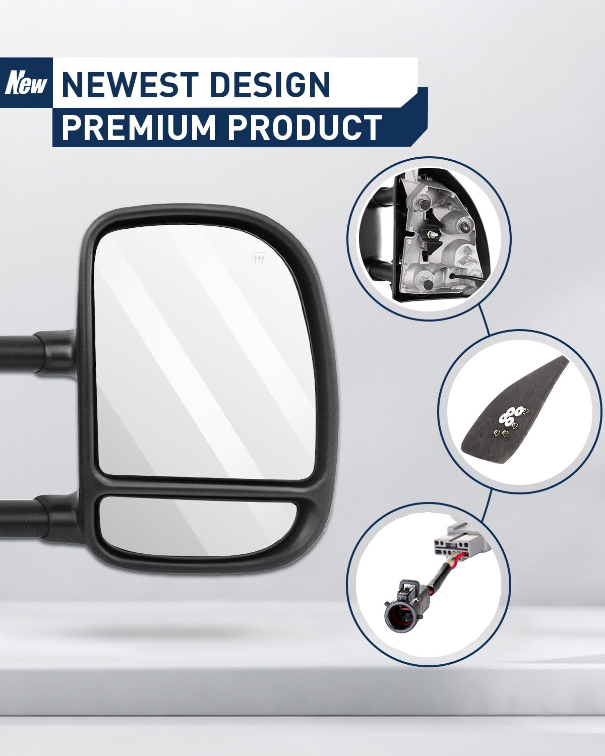 ECCPP Power Heated Telescopic Textured Black Towing Side Mirrors - Compatible with Ford F250 F350 1999-2007 Models - Replacement Pair for Enhanced Visibility & Safety During Towing, Off-Roading & Night Driving