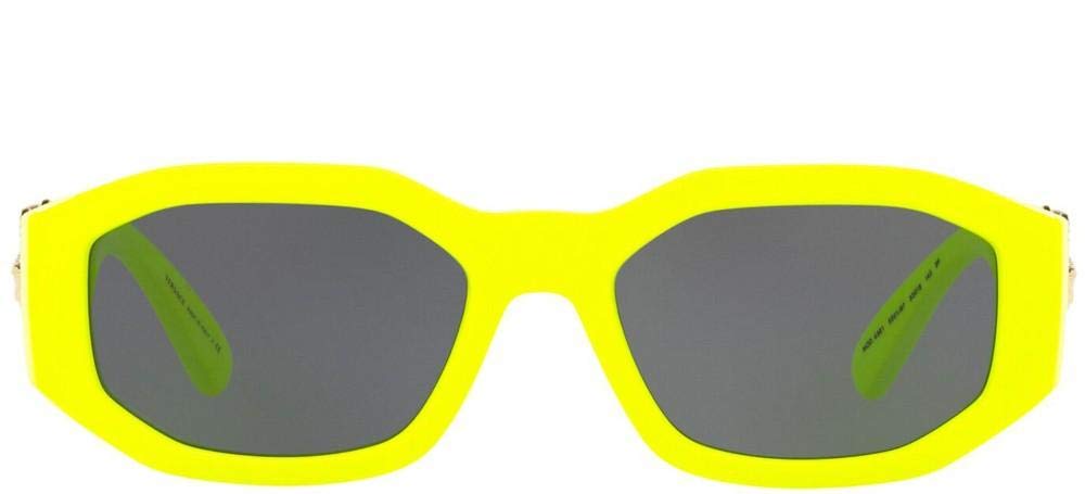 Versace VE 4361 532187 Yellow Fluo Plastic Square Sunglasses with Grey Lens - Stylish UV Protection for Summer Outdoor Activities, Beach & Driving