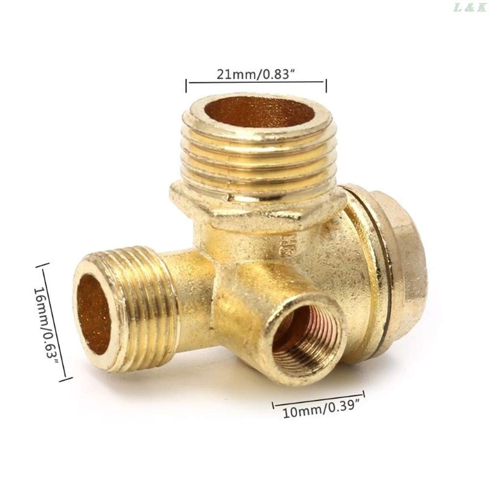 3-Port Zinc Alloy Air Compressor Check Valve - 90 Degree Threaded Central Pneumatic Valve for Air Tools, HVAC Systems & Industrial Applications