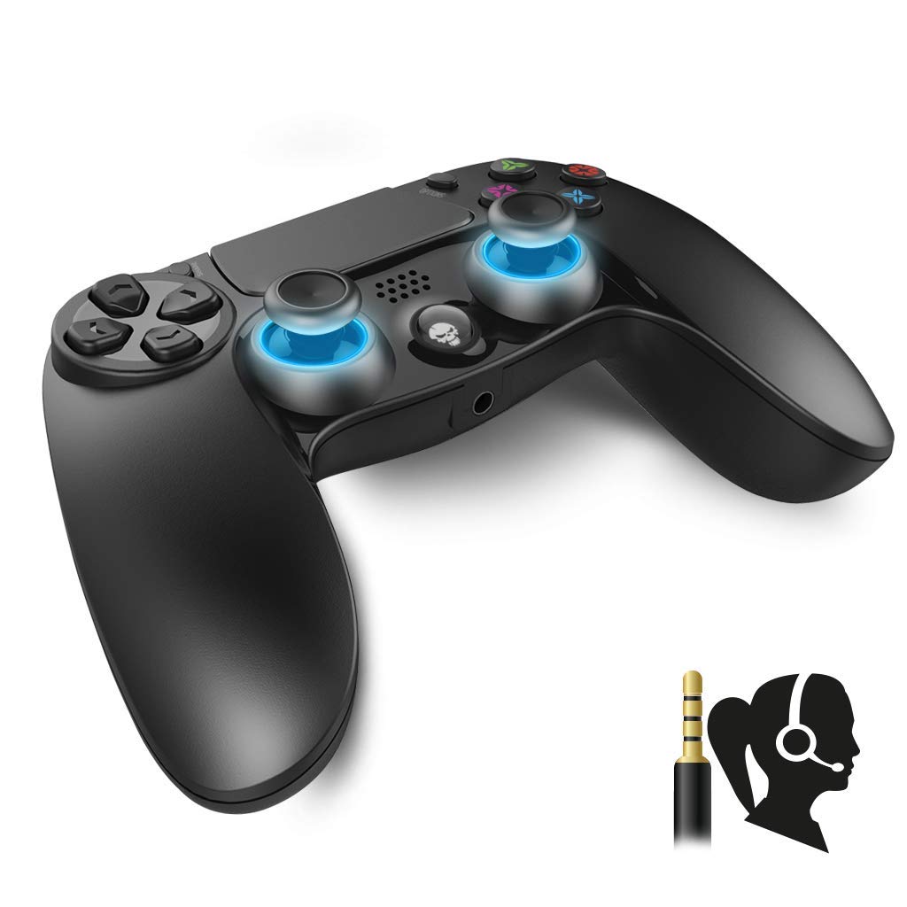 SPIRIT OF GAMER - Wireless Bluetooth Gamepad Controller for PlayStation 4 - Black PGP Edition with 3.5mm Jack - USB Rechargeable & 12-Hour Battery Life - Central Touchpad - Perfect for Gaming, Streaming & Remote Play