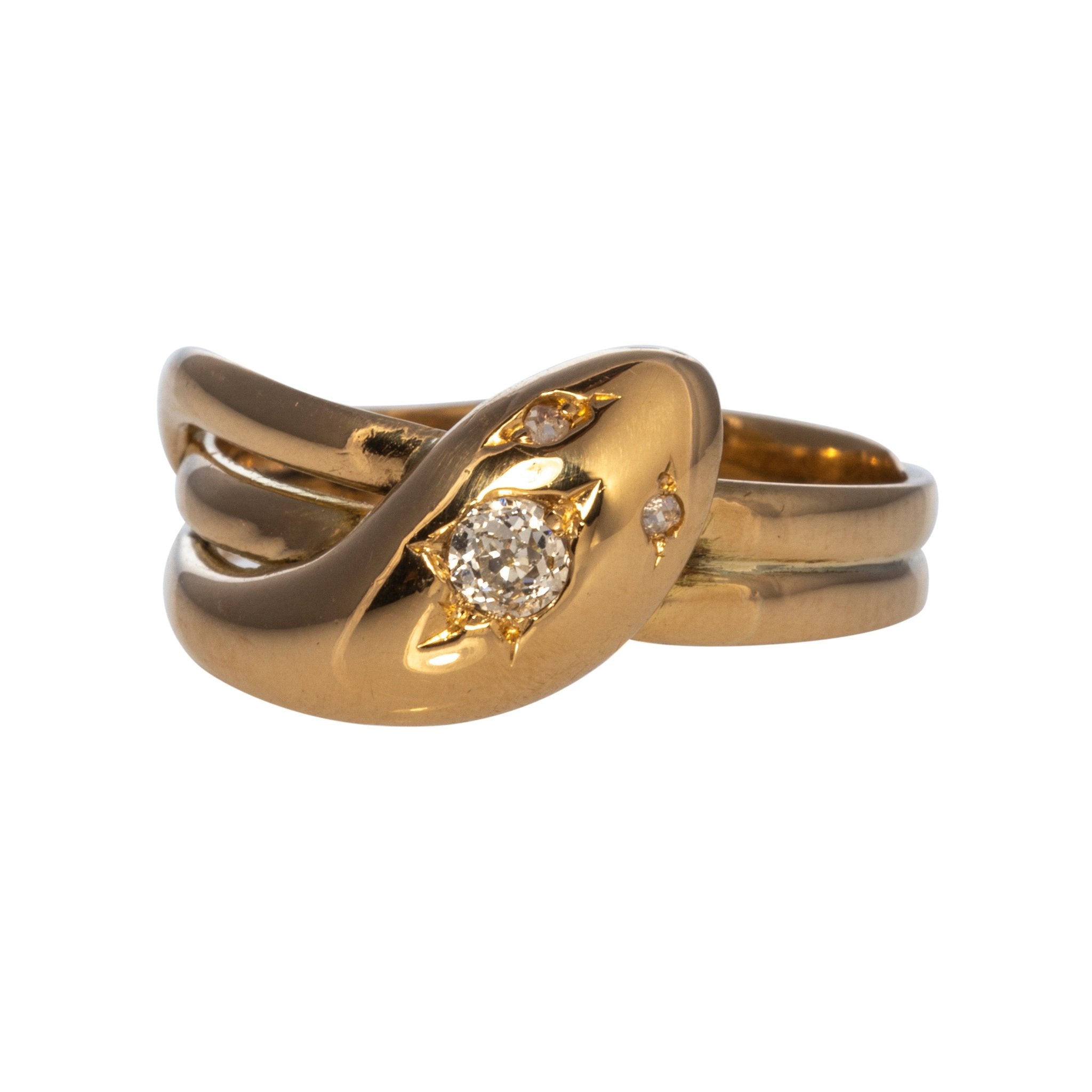 Exquisite Edwardian Diamond 18K Gold Snake Ring - Vintage Inspired Jewelry for Women, Elegant Serpent Design with Sparkling Stones, Perfect for Weddings, Anniversaries & Special Occasions