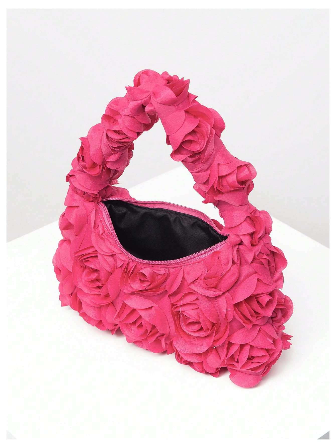 Verdusa Women's 3D Rose Applique Shoulder Bag Floral Hobo Handbag - Elegant Crossbody Purse for Daily Use, Work, Shopping & Date Night