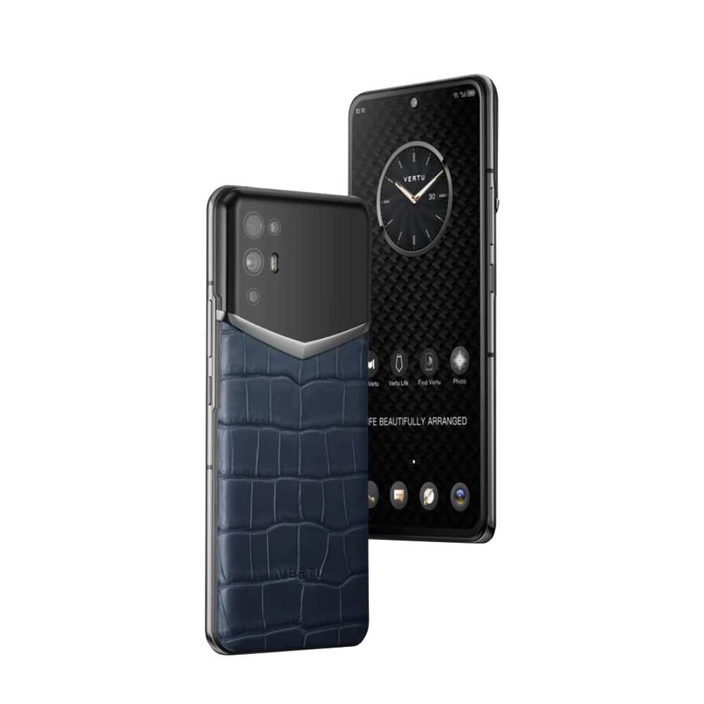 iVERTU Luxury 5G Smartphone with Genuine Alligator Skin - Navy Blue | Premium Business Phone for Professionals & Executives