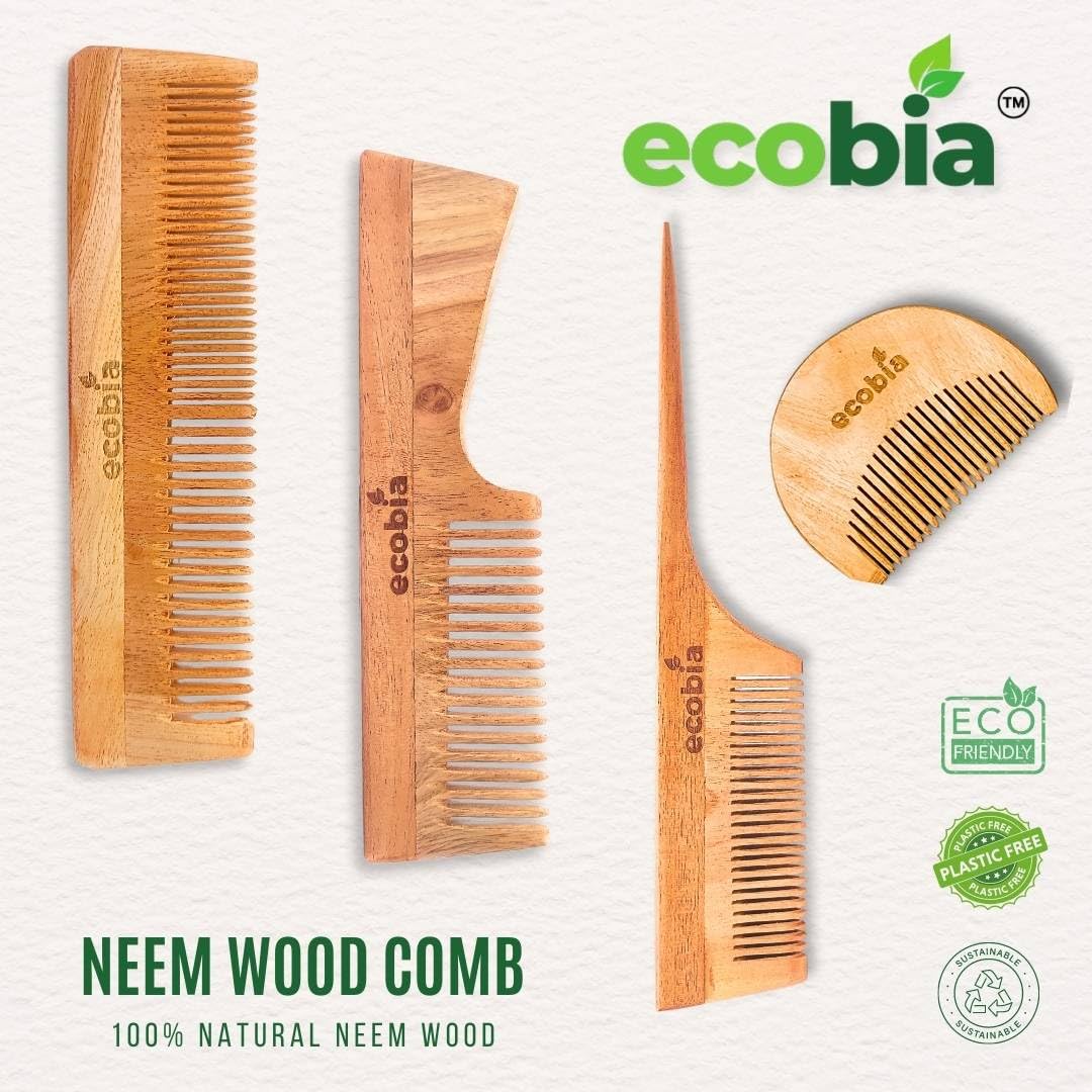 Eco-Friendly Handmade Neem Wood Tail Comb for Women - Natural Hair Styling Tool for Detangling & Styling - Perfect for Home, Salon & Travel Use
