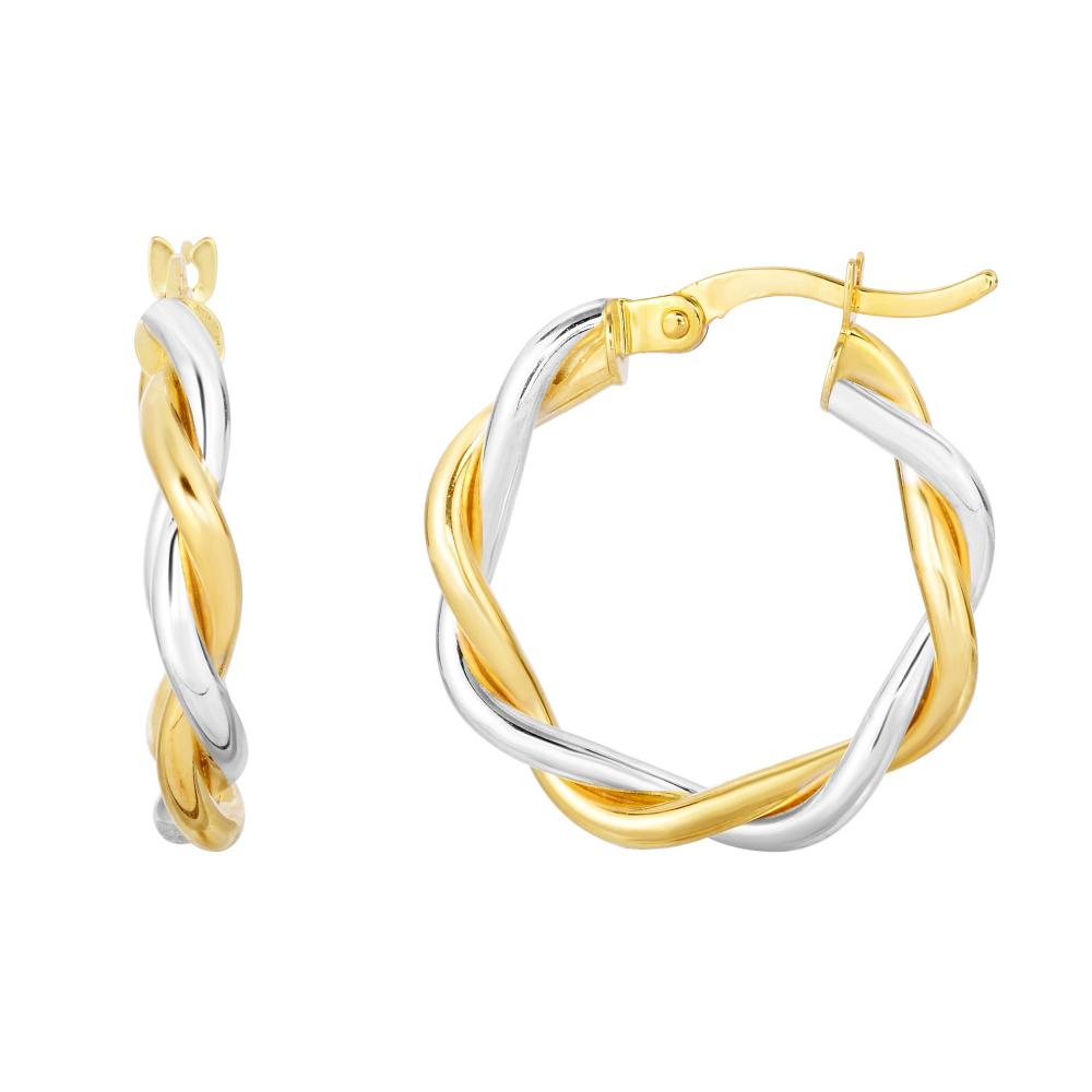 10K Gold Polished Twist Hoop Earrings for Women - Elegant Dangle Huggie Earrings for Everyday Wear, Party & Gift Giving