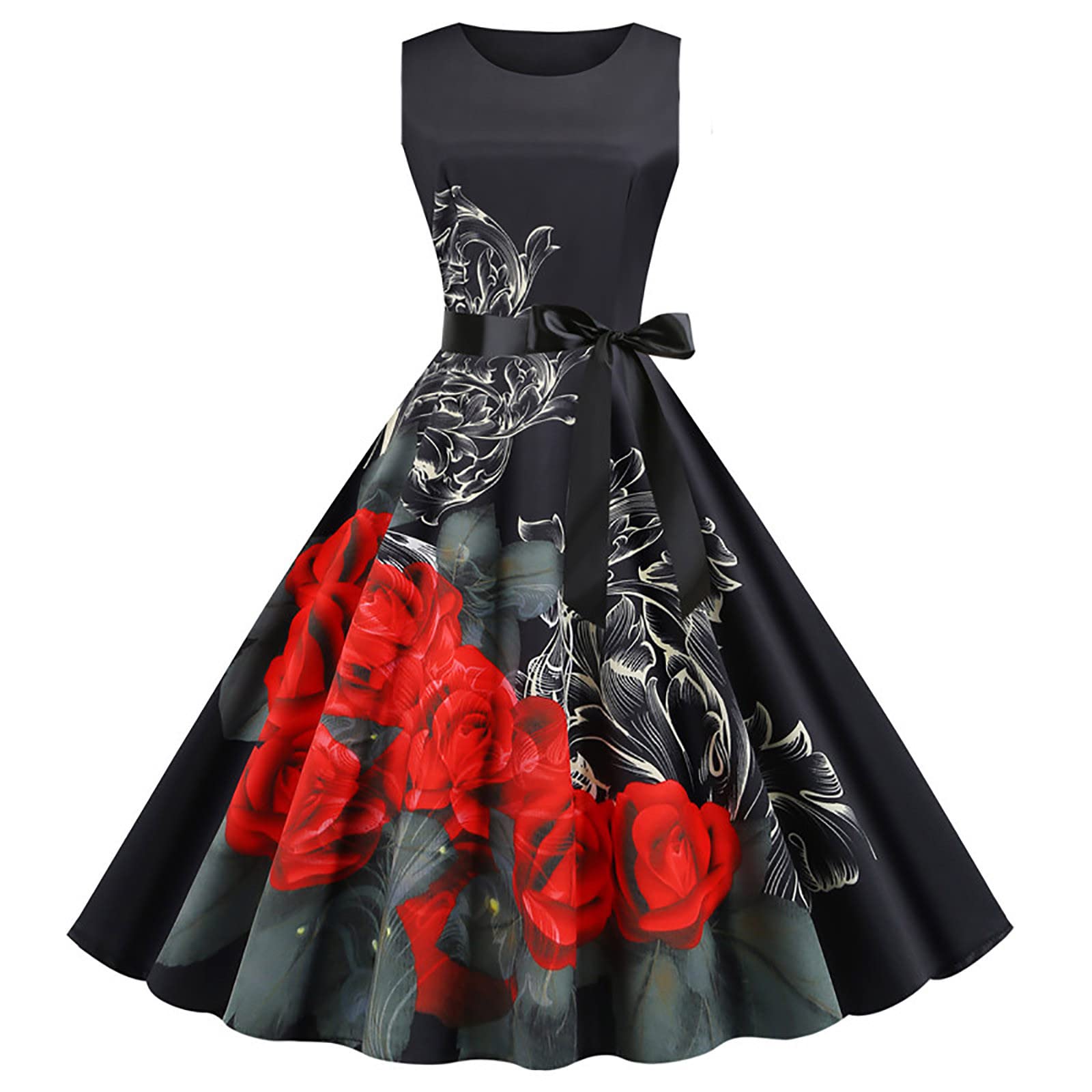 Women's Floral Print Summer Dress - Sleeveless Crewneck Swing Tank Dress for Casual Wear, Beach & Sun Outings | Perfect for Vacations, Picnics & Outdoor Activities