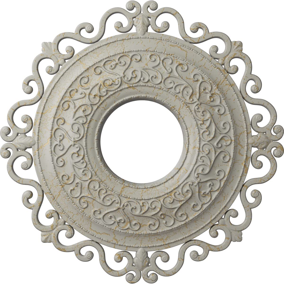 Ekena Millwork Orrington 22-Inch Ceiling Medallion - Hand-Painted Pot of Cream Crackle Finish, 22