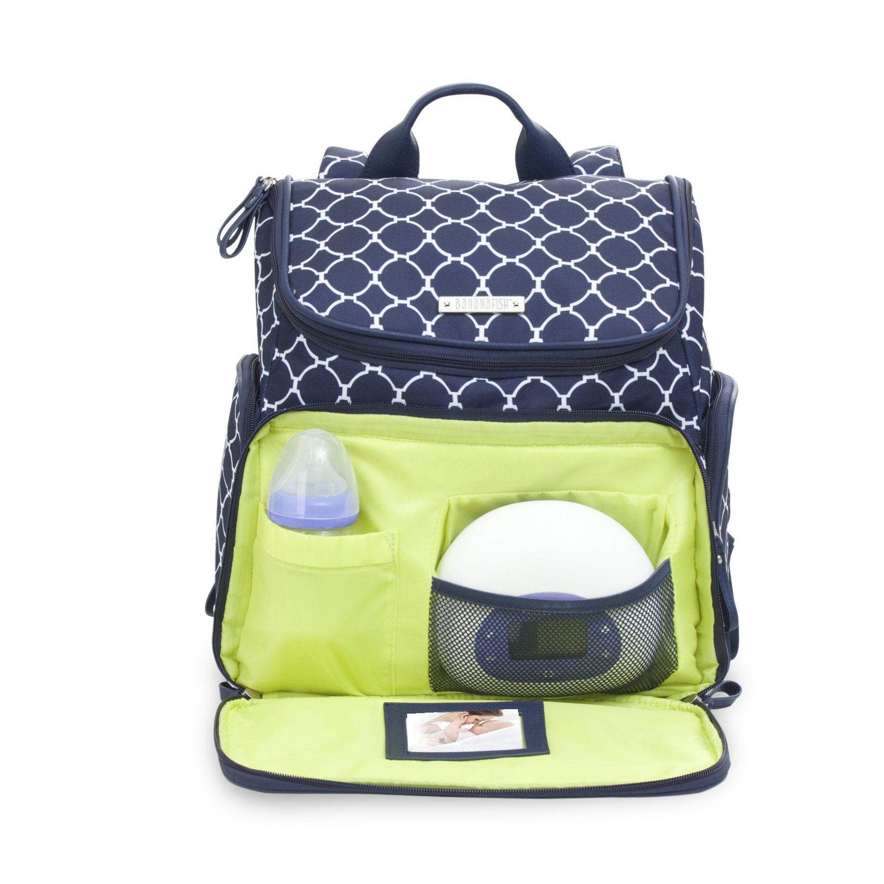 Bananafish Large Breast Pump Backpack for Travel - Insulated Cooler Pockets & Accessory Storage - Fits Medela, Spectra & Major Brands (Blue/White) - Perfect for Working Moms, Hospital Visits & On-the-Go Pumping