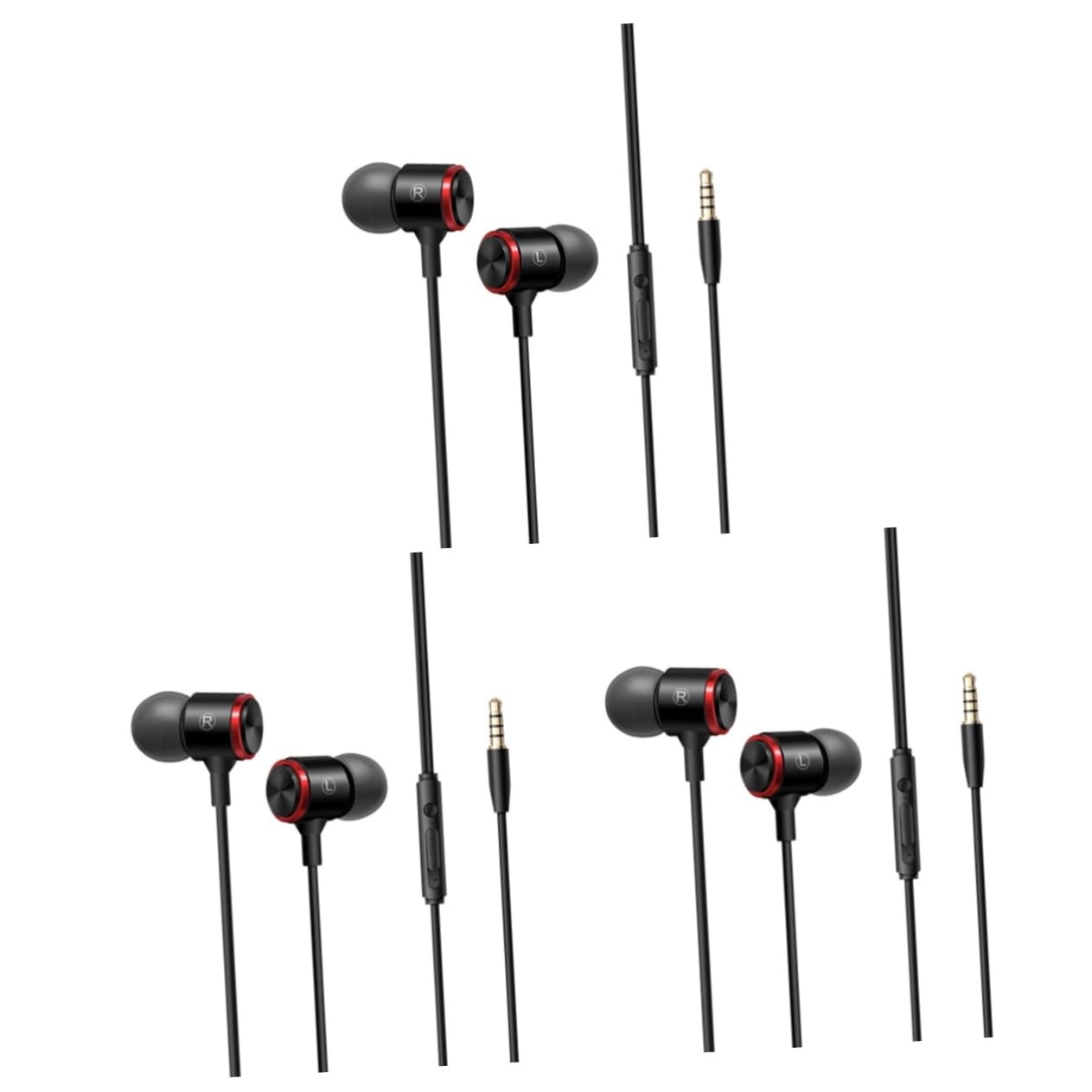 Mikikit 3-Piece High Fidelity Metal In-Ear Wired Earphones with Enhanced Bass - Noise Isolating Earbuds for Computer, Smartphone, Gaming & Music Listening