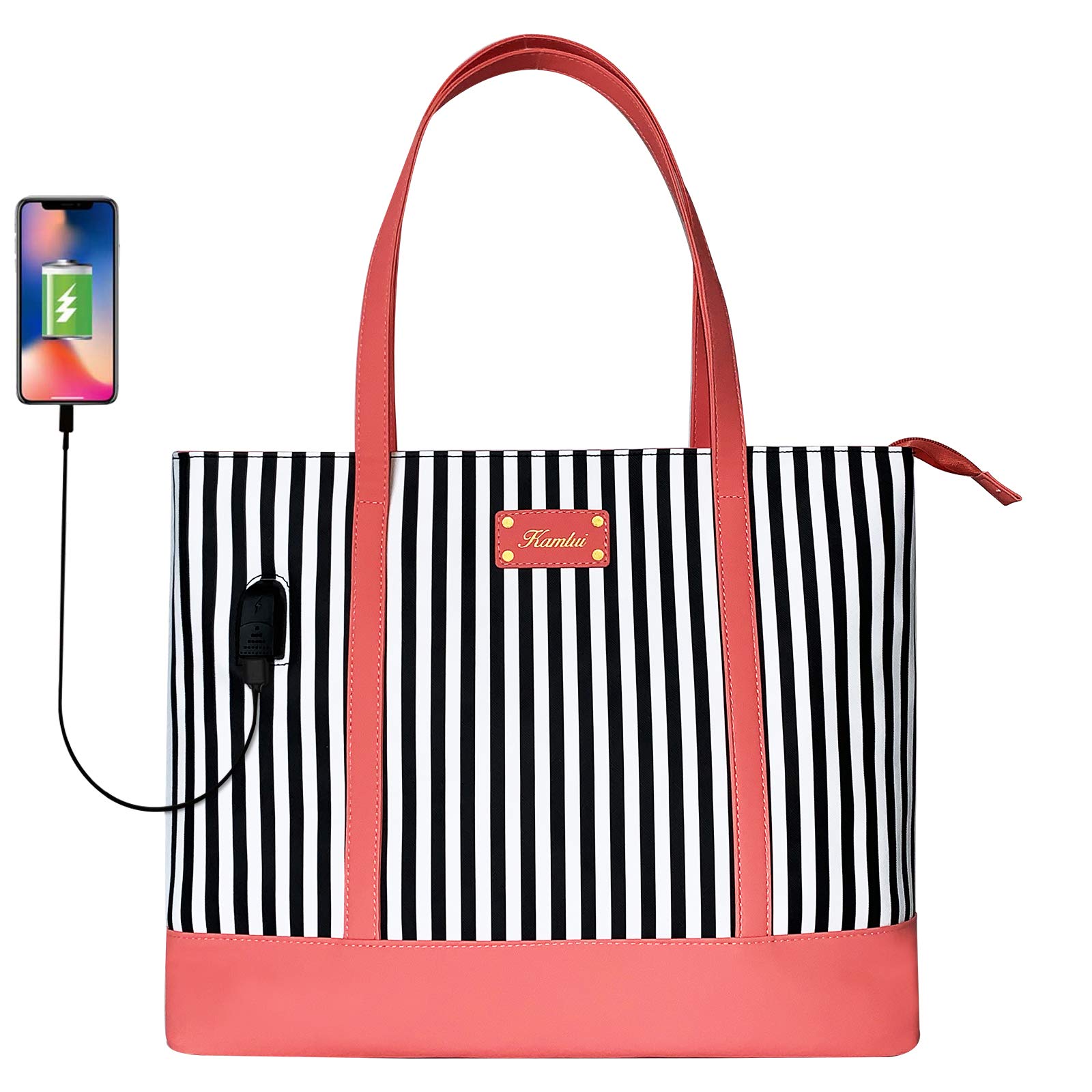 Kamlui 15.9-Inch Cute PU Leather Laptop Bag for Women, Waterproof Computer Sleeve Case for MacBook Pro/Air, HP, Lenovo, Dell - Bright Pink, Perfect for Work, School, and Travel