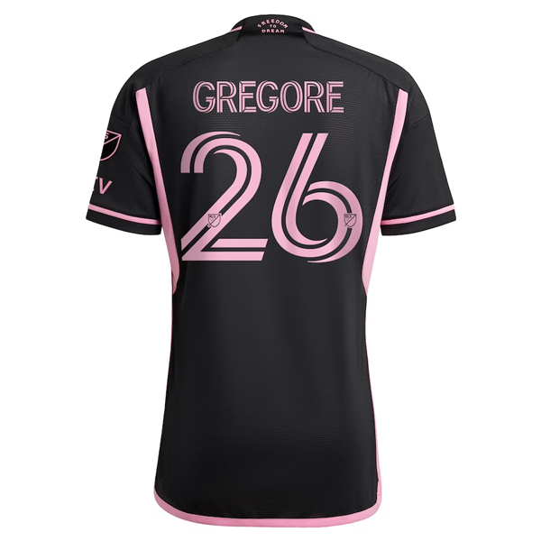 Adidas Inter Miami CF Gregore Authentic Player Version 2023-2024 Away Soccer Jersey with MLS Patches - Black & Pink for Match Day, Fan Support & Soccer Enthusiasts