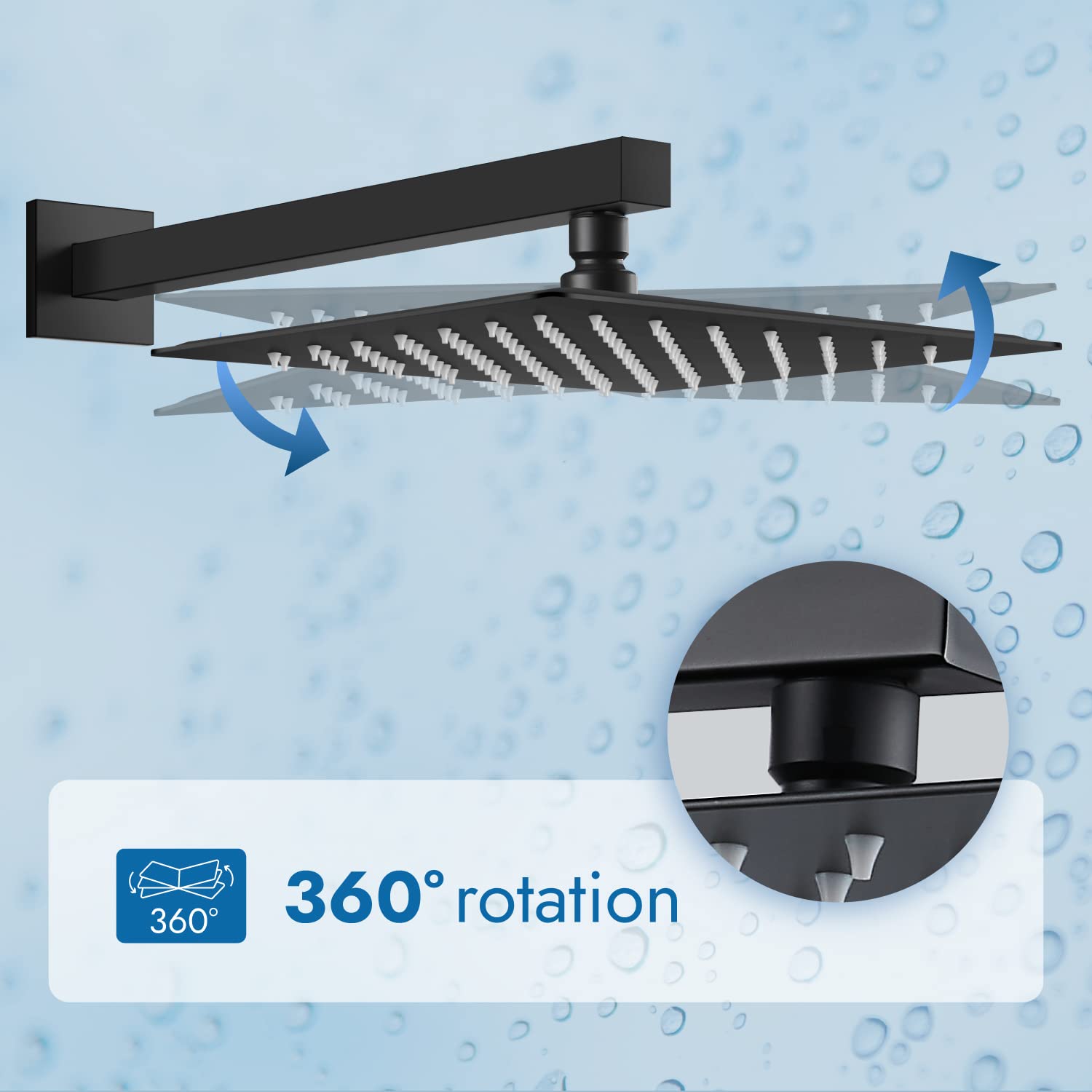 3-Function Matte Black Wall Mount Shower System with Handheld Spray, Waterfall Tub Spout & 10-Inch Rainfall Shower Head - Perfect for Modern Bathroom Renovations and Spa-Like Shower Experiences