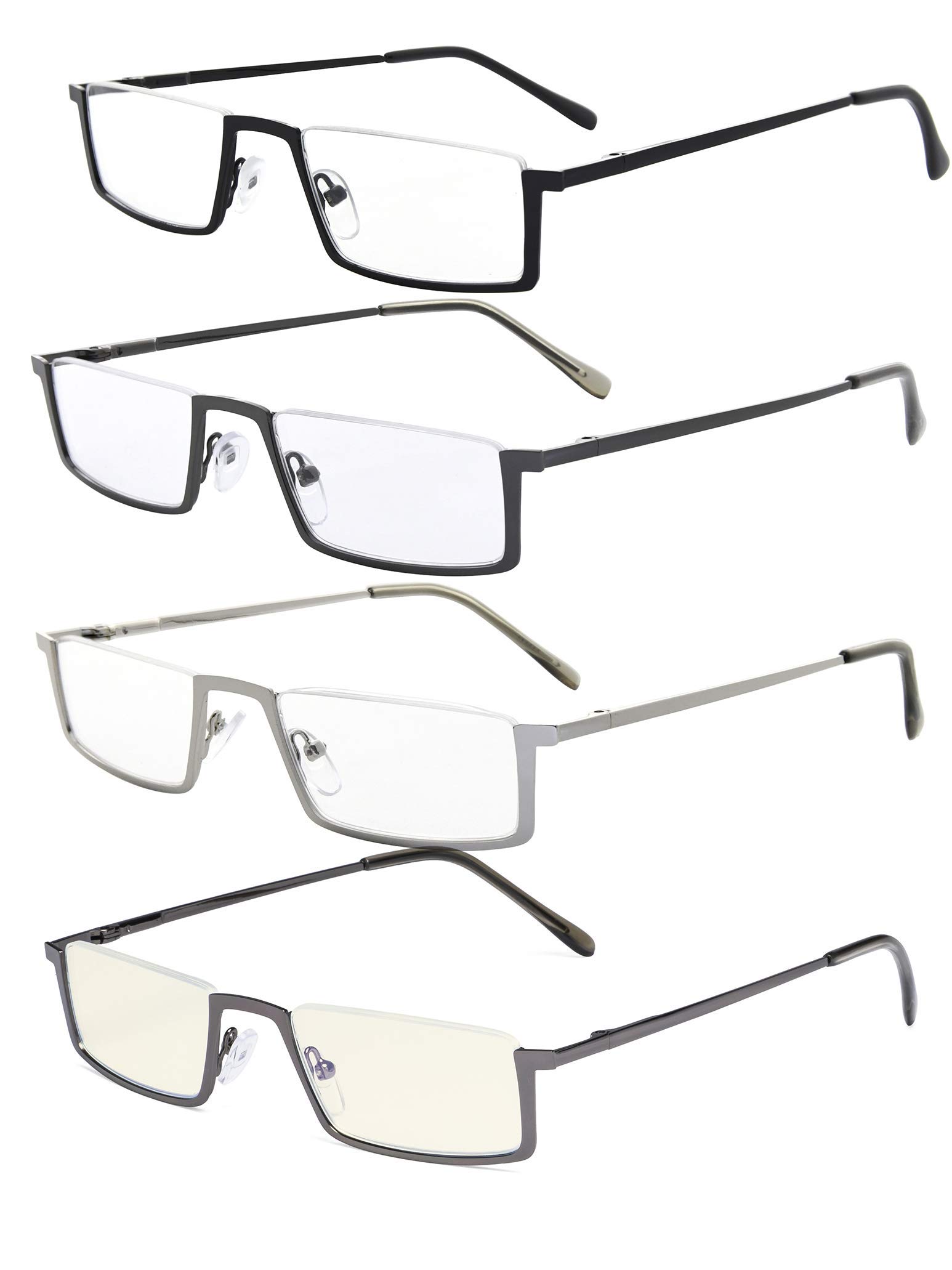 Eyekepper 4-Pack Half-Rim Reading Glasses for Men & Women (+0.5 Strength) - Lightweight Computer Glasses for Reading, Office Work & Screen Use