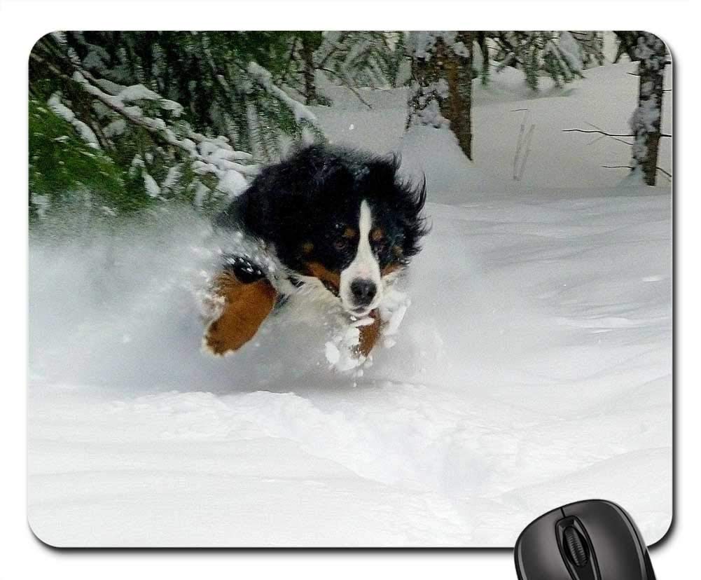 Premium Gaming Mouse Pad with Non-Slip Base - Jumping Bernese Mountain Dog Winter Snow Design | Perfect for PC, Laptop & Office Workstations