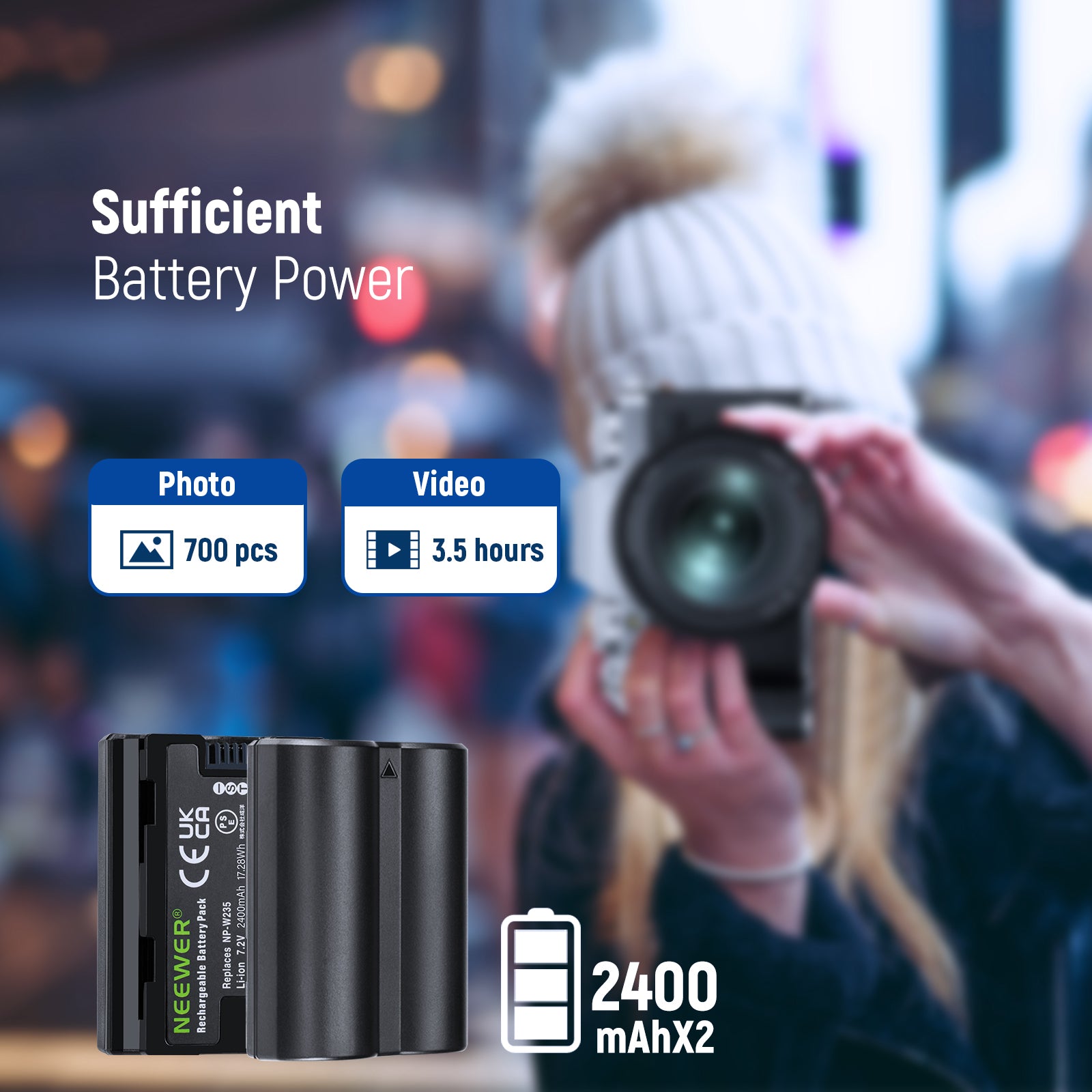 NEEWER NP W235 Camera Battery Charger Set with 2 Batteries - Compatible with Sony NP-FW50, Fast Charging, LED Indicator - Perfect for DSLR, Mirrorless Cameras & Video Shooting