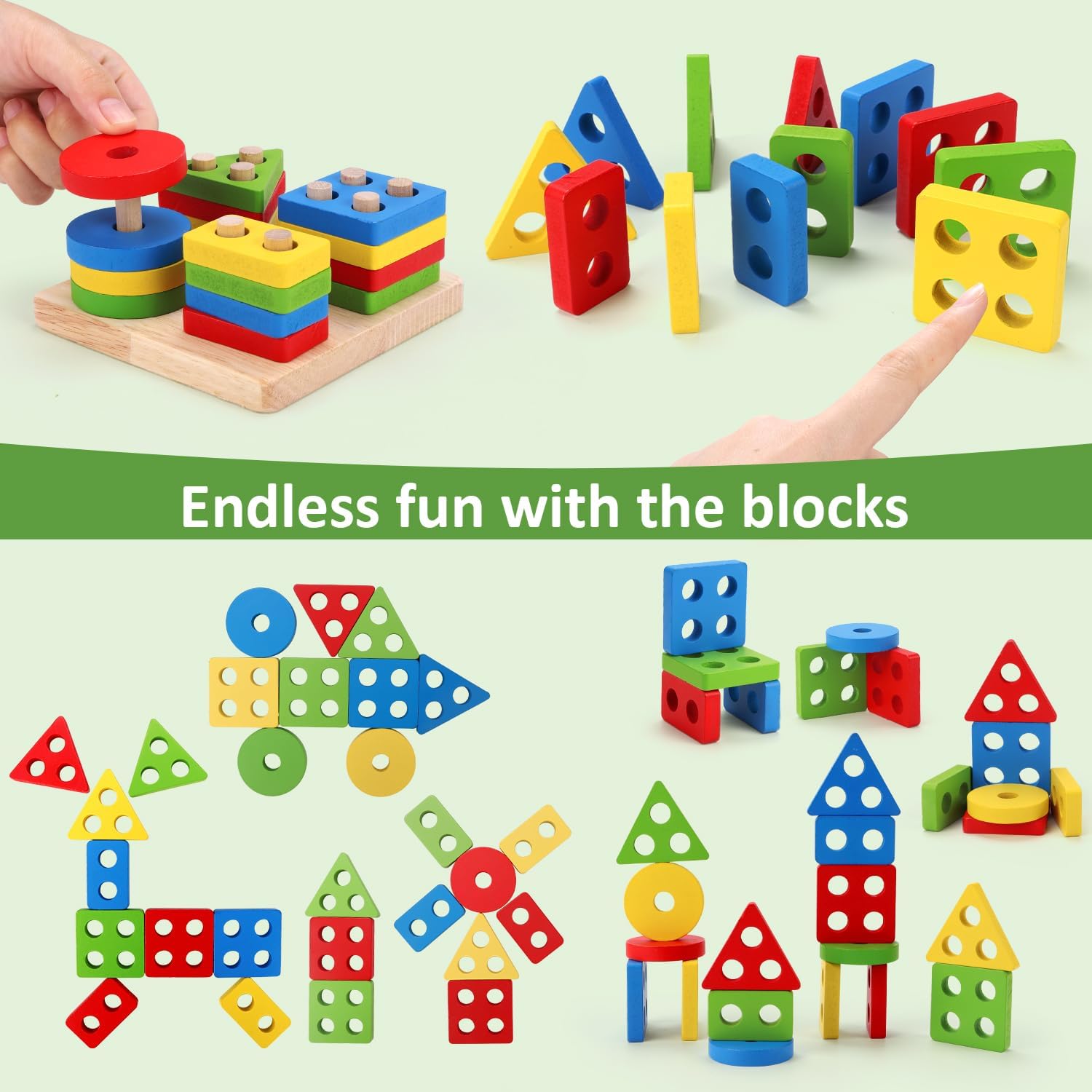 Montessori Wooden Toys for Kids Ages 2-6 - 6PCS Educational Learning Toys Set for Toddlers & Preschoolers | Perfect Birthday Gift for Boys & Girls | STEM Learning, Classroom & Homeschool Activities