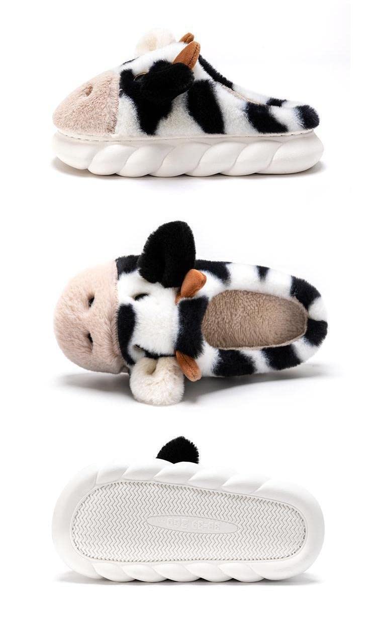 Adorable Cartoon Animal Slippers for Adults - Pig, Cow, Giraffe & Bear Plush House Shoes - Soft & Warm Winter Indoor/Outdoor Slippers for Men & Women - Perfect for Home, Office & Gift Giving