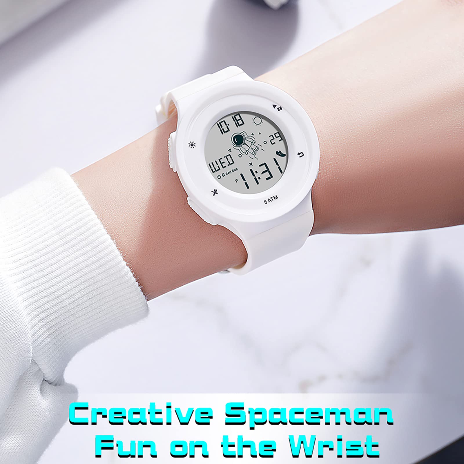 Findtime Digital Sports Watch - 5ATM Waterproof, Dual Time Display, Luminous, Countdown Stopwatch, Calendar & Alarm - Unisex Digital Wristwatch for Men & Women | Perfect for Running, Swimming, Outdoor Activities & Daily Use