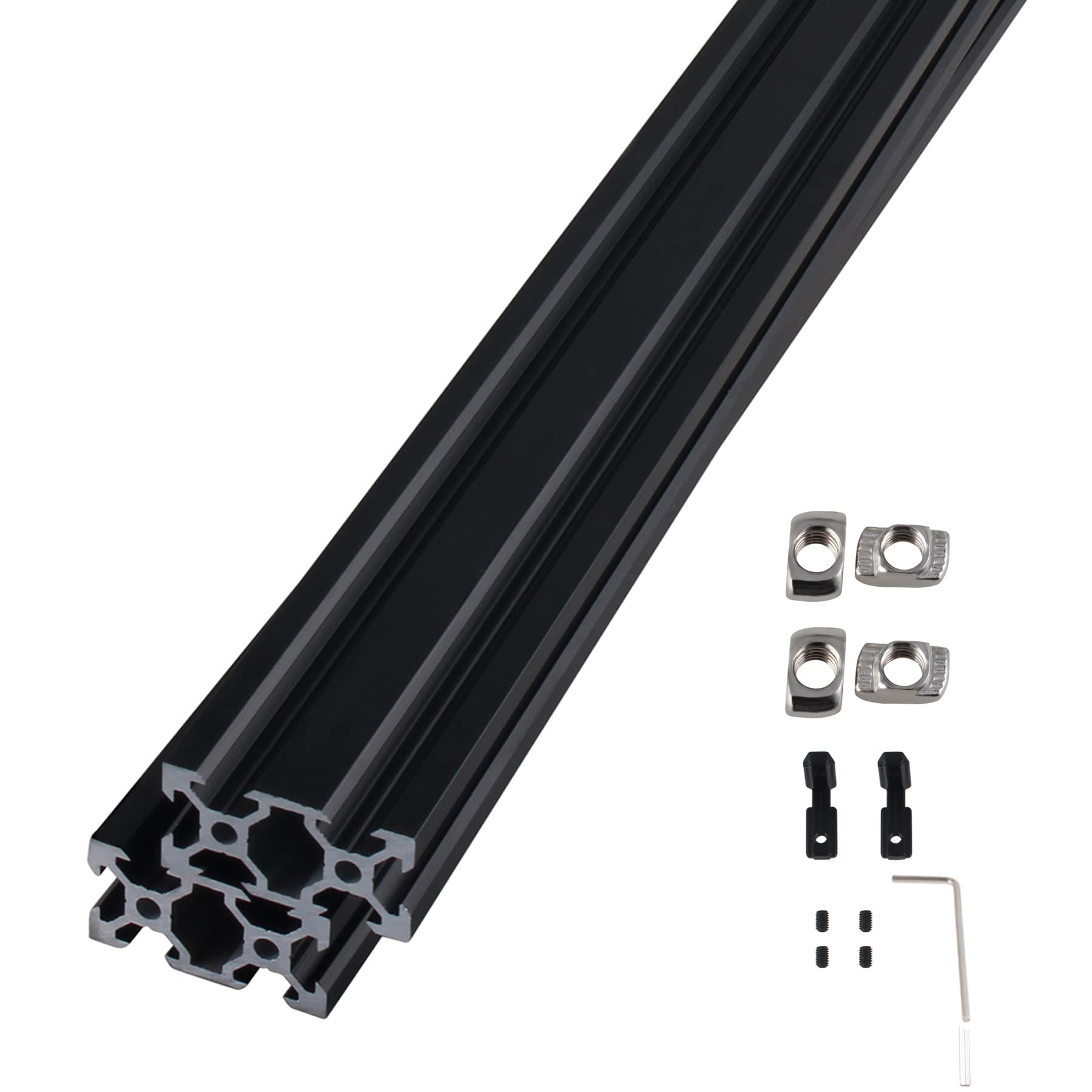 2PCS 300mm 2040 V-Slot Aluminum Extrusion - Black Anodized European Standard Linear Rails with Accessories for 3D Printer & CNC Machines | Perfect for DIY Projects, Robotics, and Industrial Automation