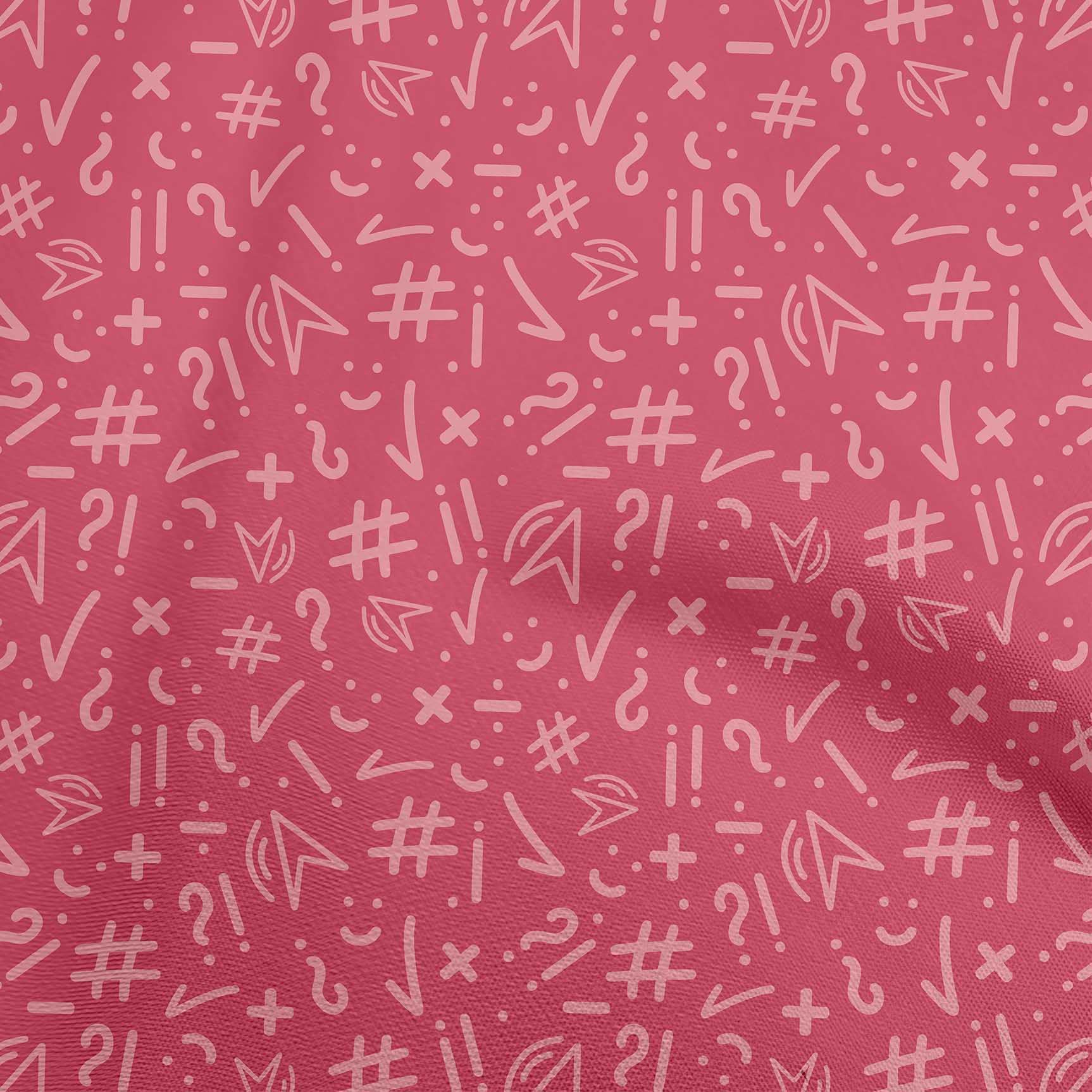 oneOone Cotton Cambric Pink Fabric with Numerical Symbols - 42 Inch Wide Dress Material Print Fabric by The Yard | Perfect for DIY Dresses, Quilting & Home Decor Projects