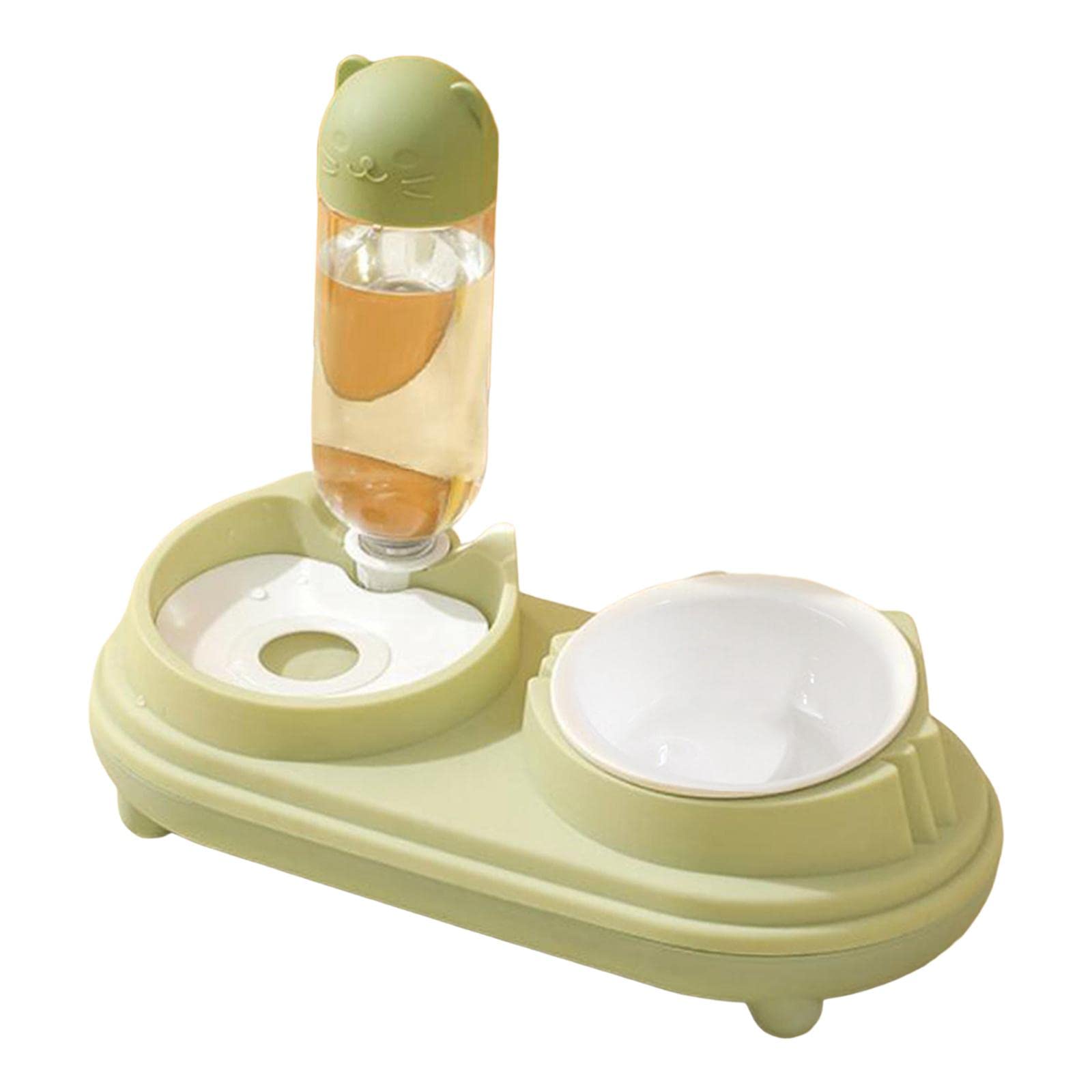 SECRET DESIRE Pet Drinking Fountain - Tilted Cat Food Bowl for Small & Medium Dogs, Rabbits - Green - Perfect for Indoor Feeding & Hydration Station