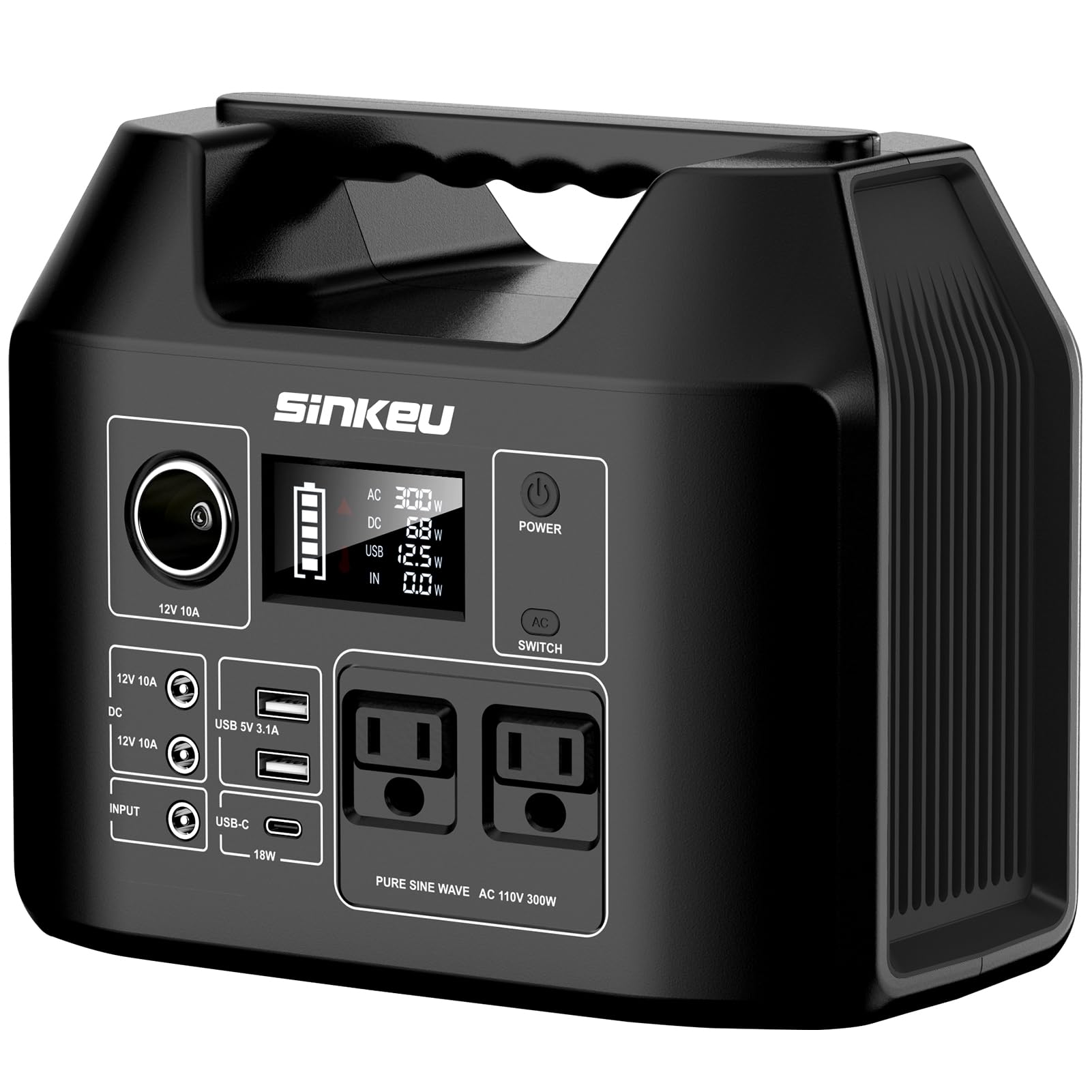 SinKeu 80000mAh Portable Power Station - 256Wh LiFePO4 Battery with 110V AC/DC 65W Output, 15W USB-A & 18W USB-C PD - Solar Generator for Camping, RV Travel, Emergency Backup & Outdoor Adventures - Perfect for Powering Devices During Blackouts or Off-Grid Living