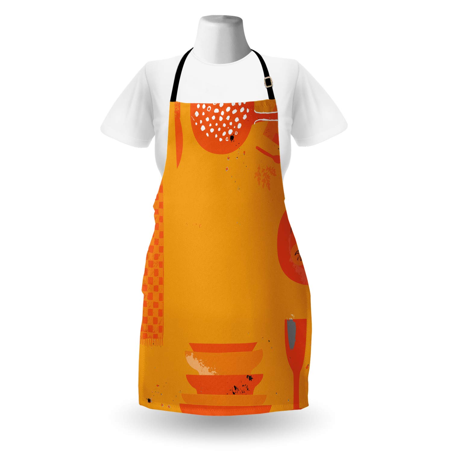 Ambesonne Personalized Chef Apron for Cooking - Modern Minimalist Kitchen Design with Adjustable Neck, Unisex Adult Bib Apron, Orange - Perfect for Home Chefs, BBQ, Baking & Culinary Gifts